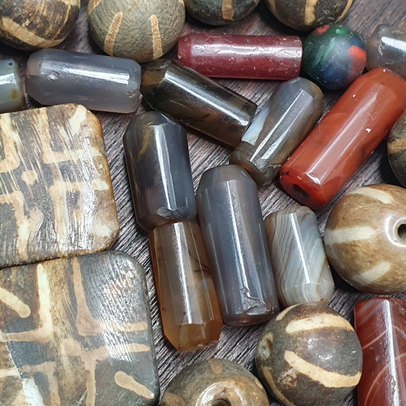 Lot Asian Pumtek and African Yemeni Agate Beads LOT-PMT