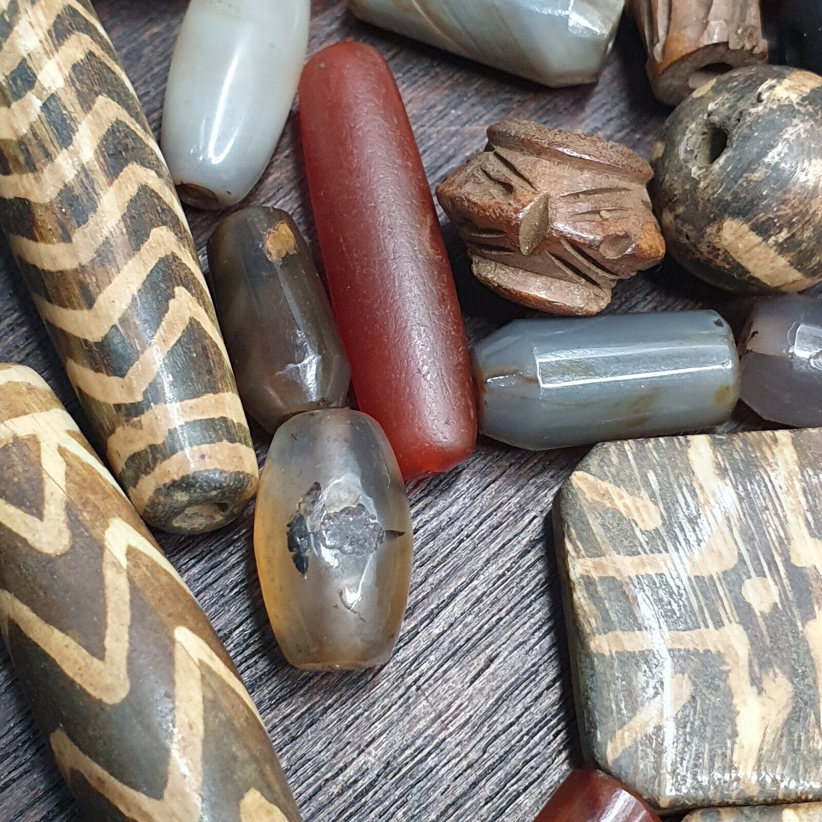 Lot Asian Pumtek and African Yemeni Agate Beads LOT-PMT