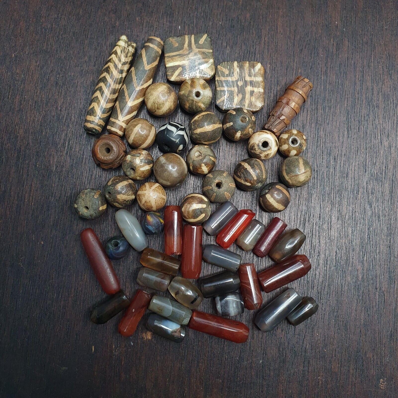 Lot Asian Pumtek and African Yemeni Agate Beads LOT-PMT
