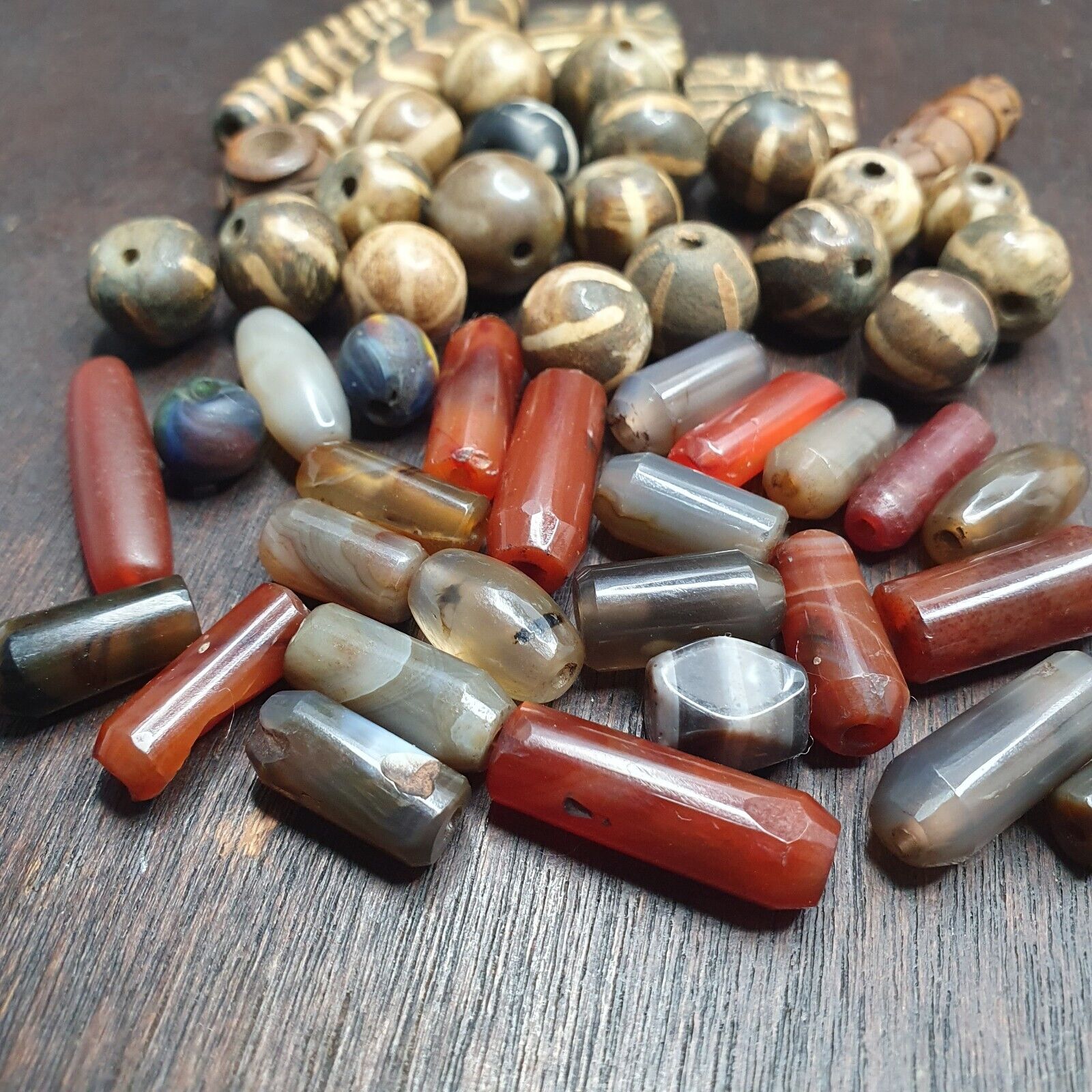 Lot Asian Pumtek and African Yemeni Agate Beads LOT-PMT