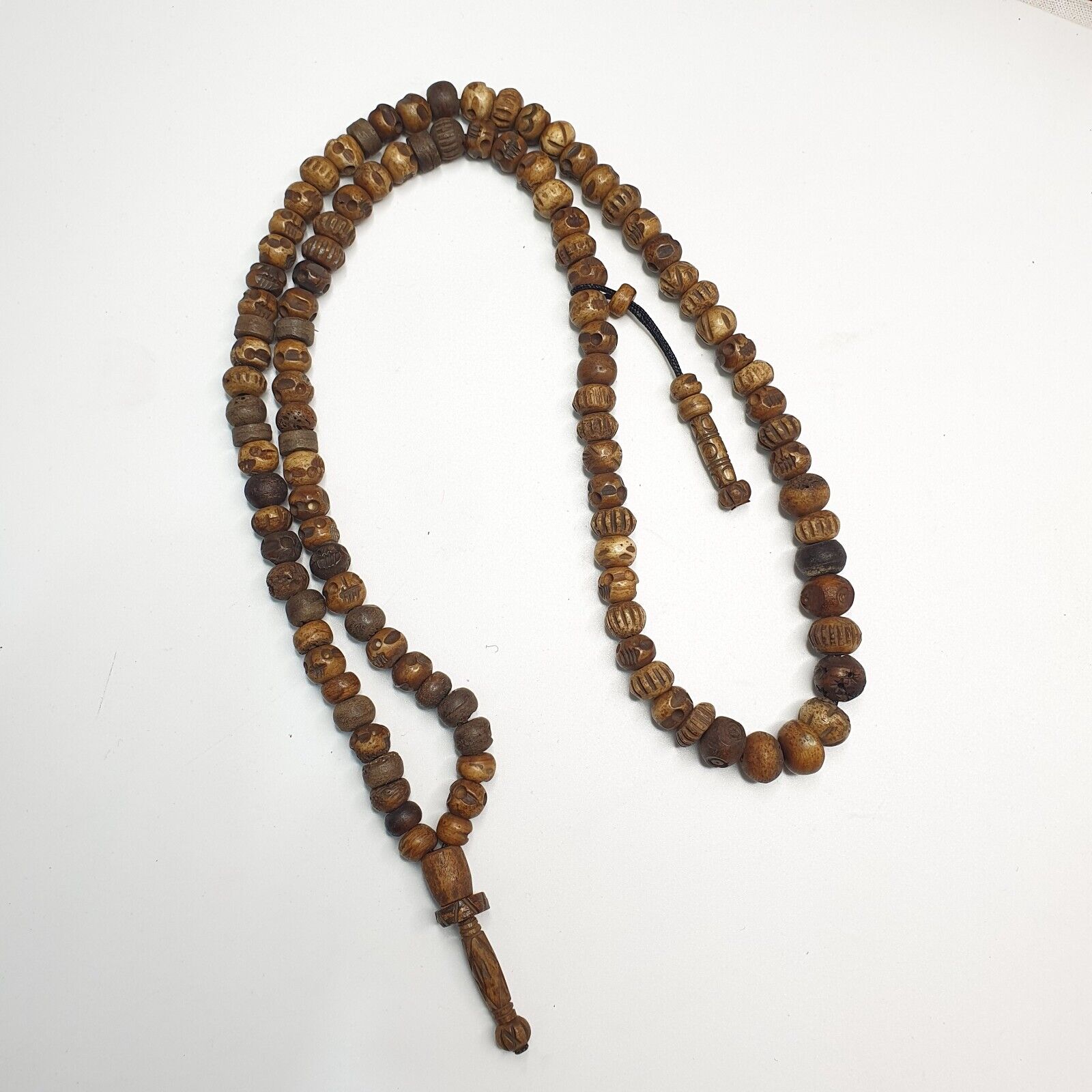TIBETAN ANTIQUE Carving Beads Buddhist 108 PRAYER BEADS MALA ROSARY