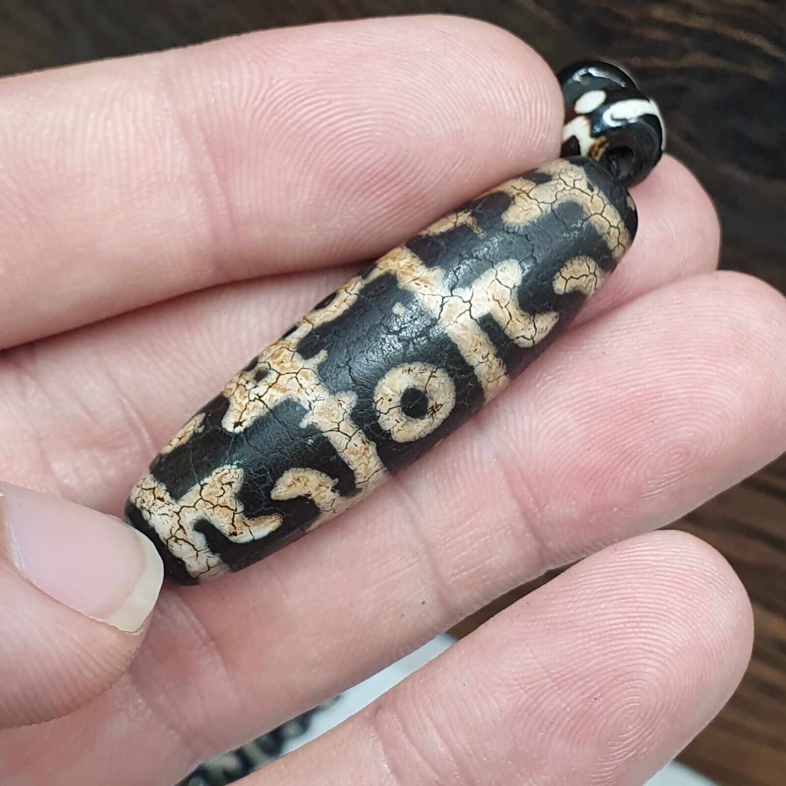 Indo Tibetan Himalayan Agate Bead unique Patterns Dzi Amulet Necklace