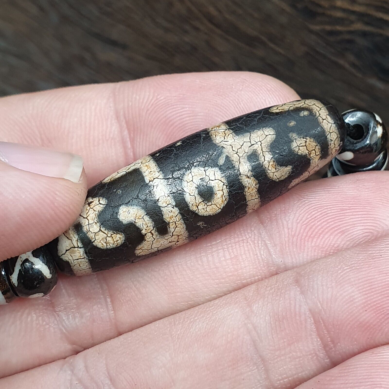 Indo Tibetan Himalayan Agate Bead unique Patterns Dzi Amulet Necklace