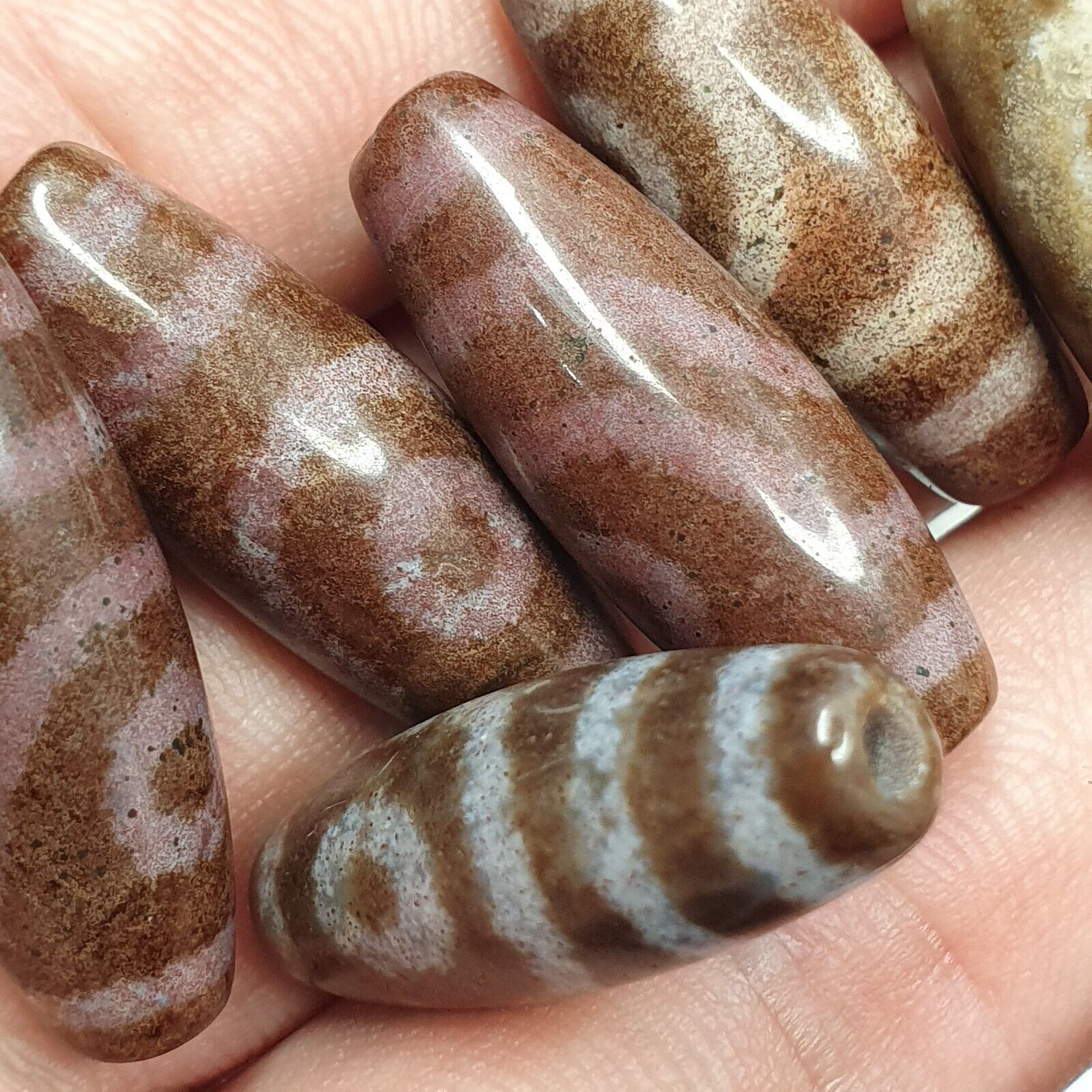 Lot 7 Eye Bead Tibetan dzi bead old amulet Agate Tibet gzi pendant #127