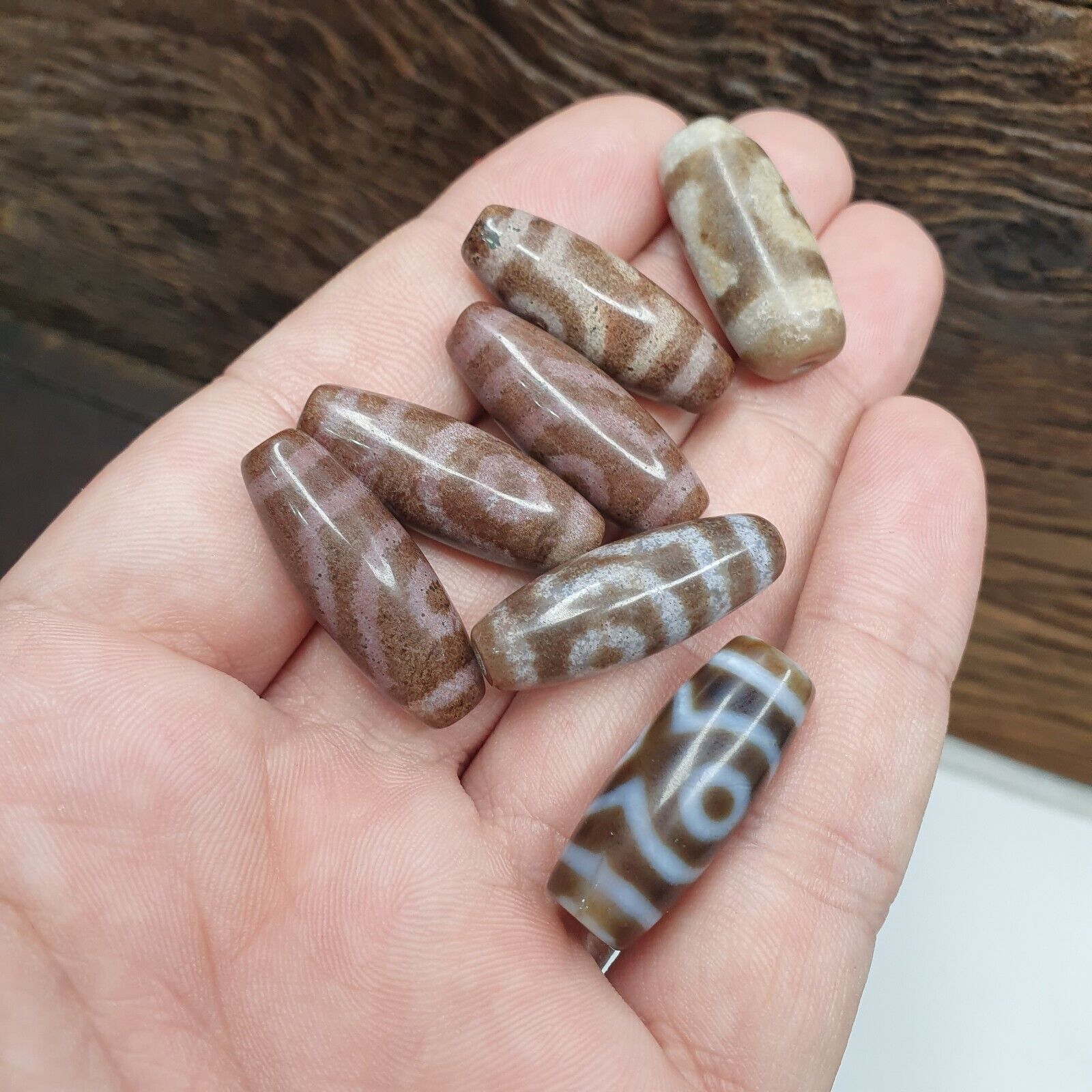 Lot 7 Eye Bead Tibetan dzi bead old amulet Agate Tibet gzi pendant #127