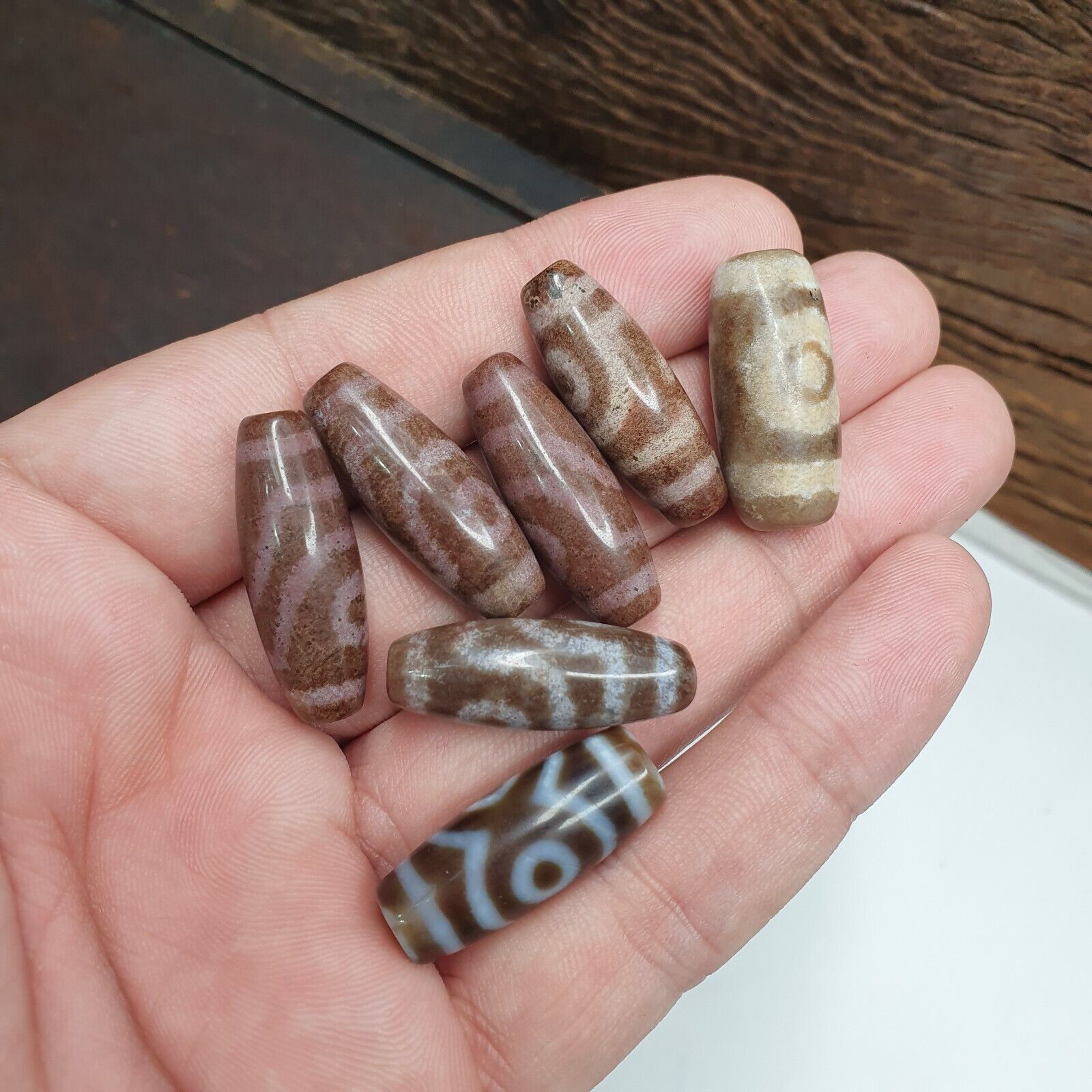 Lot 7 Eye Bead Tibetan dzi bead old amulet Agate Tibet gzi pendant #127