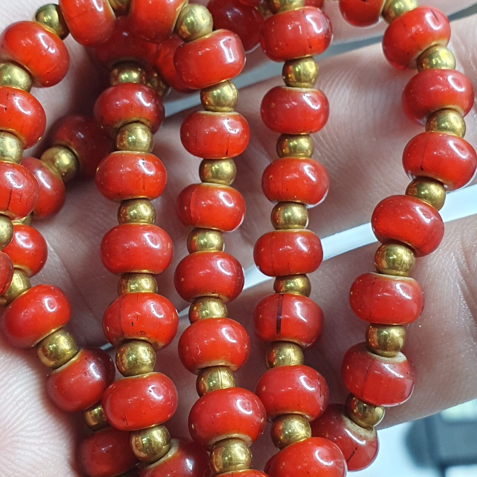 7mm Antique Venetian White Heart Trade Beads