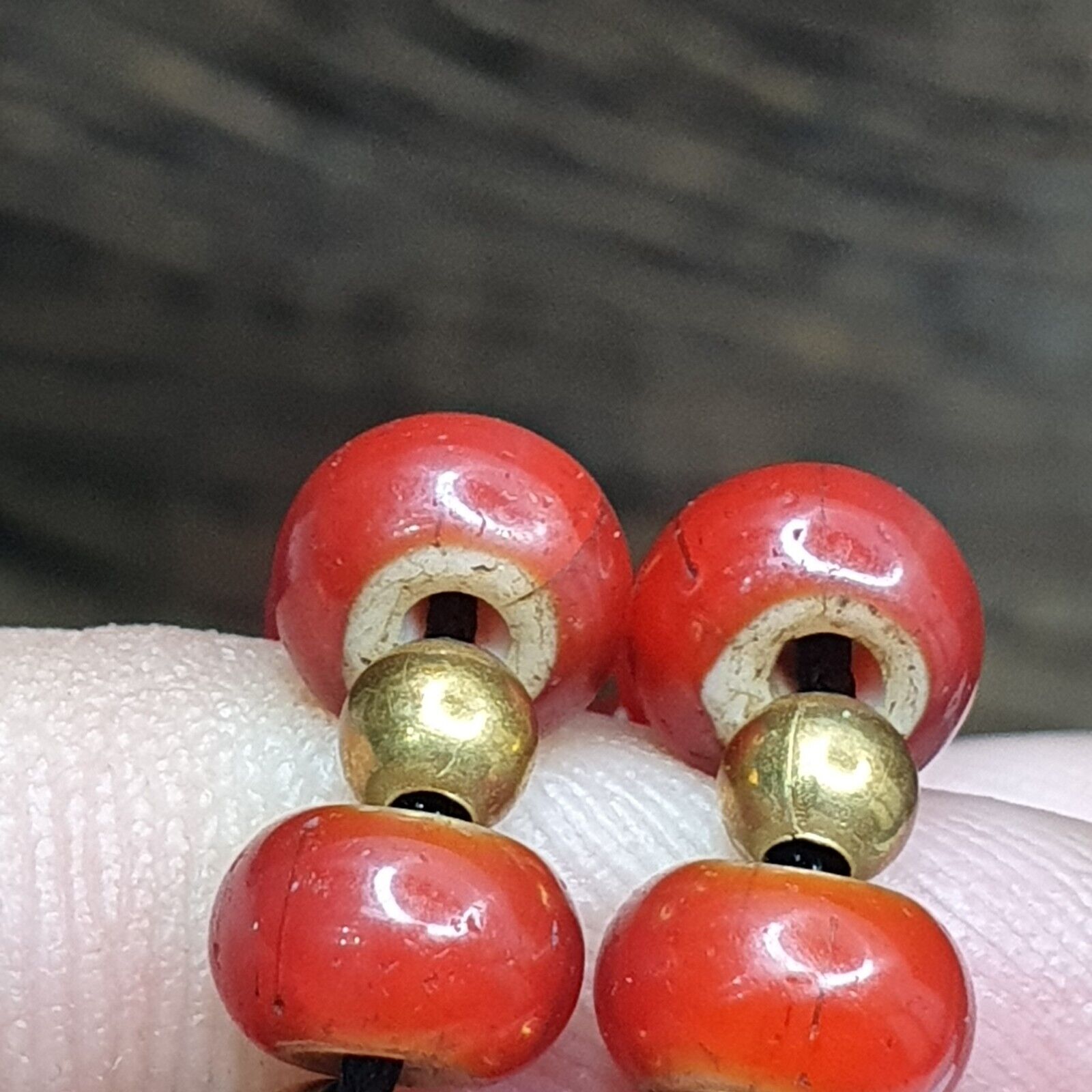 7mm Antique Venetian White Heart Trade Beads