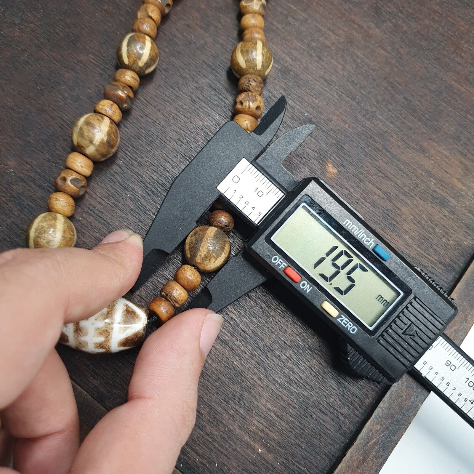 South Asian Burmese Antiques Trade Pumtek petrified Wood Beads Necklace