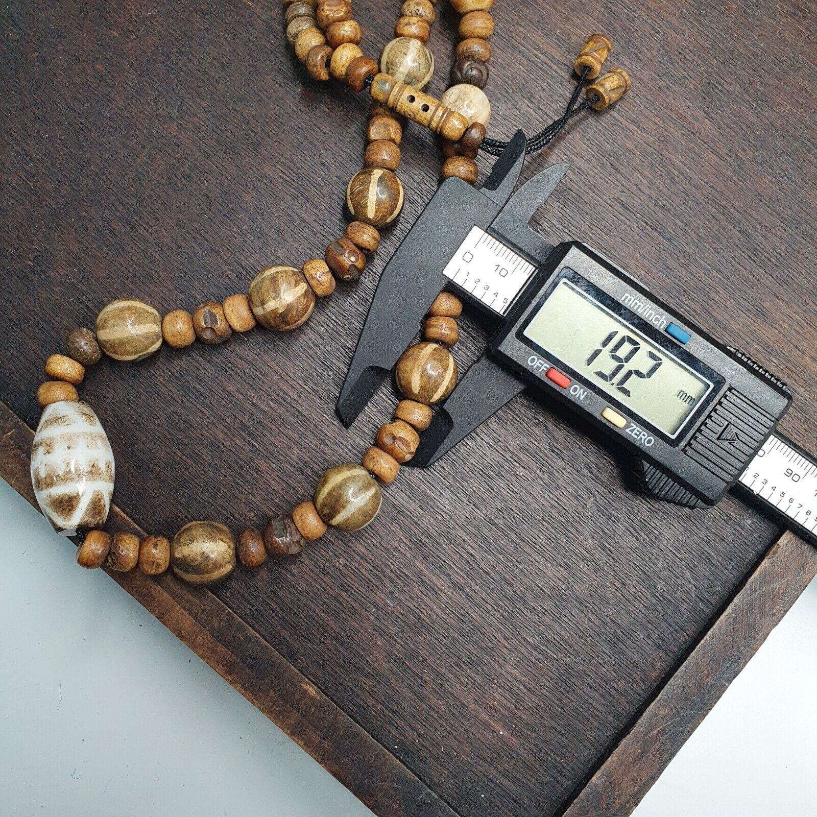 South Asian Burmese Antiques Trade Pumtek petrified Wood Beads Necklace