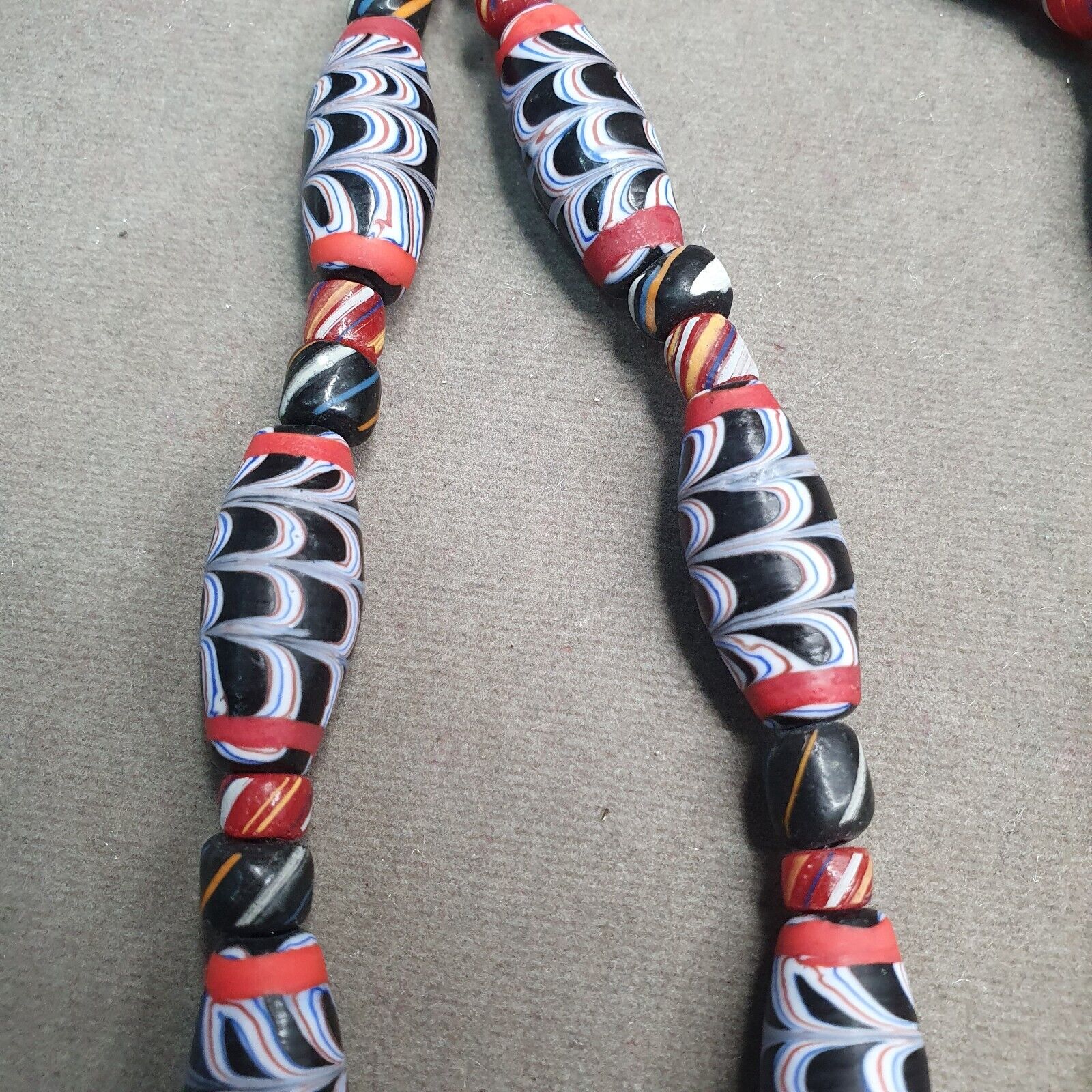Venetian Inspired Millefiori Black Fancy FEATHER glass beads