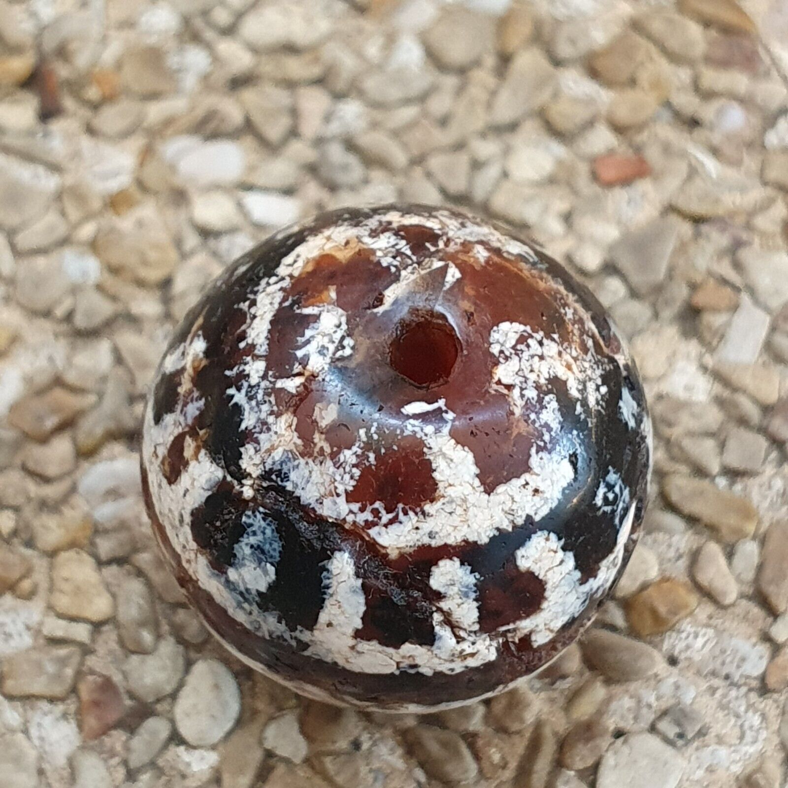 Antique Himalayan Indo Tibetan Etched Agate Bead 18x17mm SHDK-2