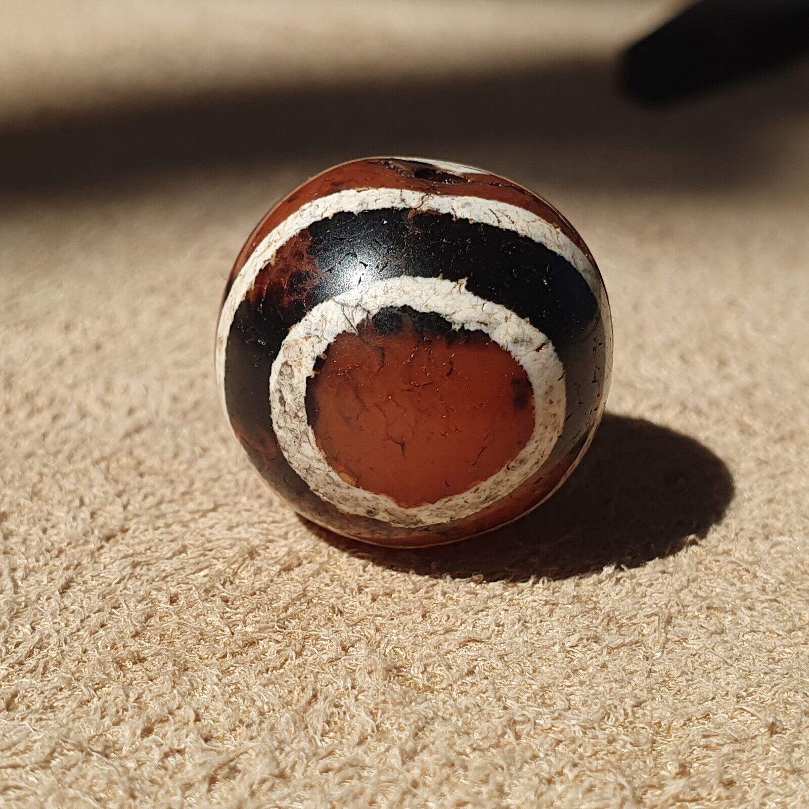 Antique Himalayan Indo Tibetan Etched Agate Bead 17.8x16.9mm SHDK-4