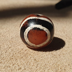 Antique Himalayan Indo Tibetan Etched Agate Bead 17.8x16.9mm SHDK-4