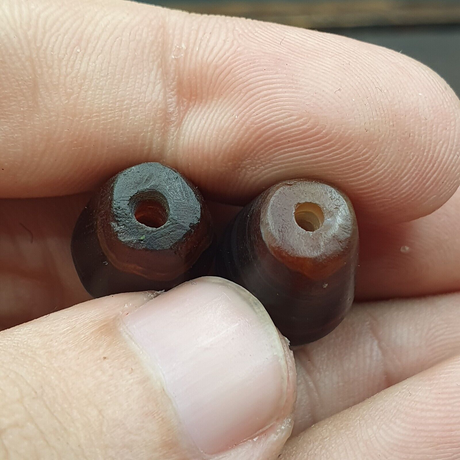 Lot 2 Antique Trade Yemeni Middle Eastern Natural Agate Amulet