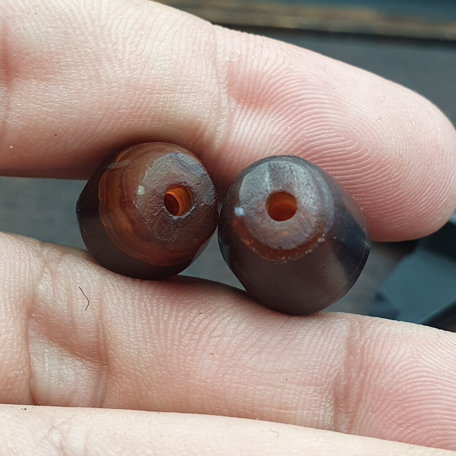 Lot 2 Antique Trade Yemeni Middle Eastern Natural Agate Amulet