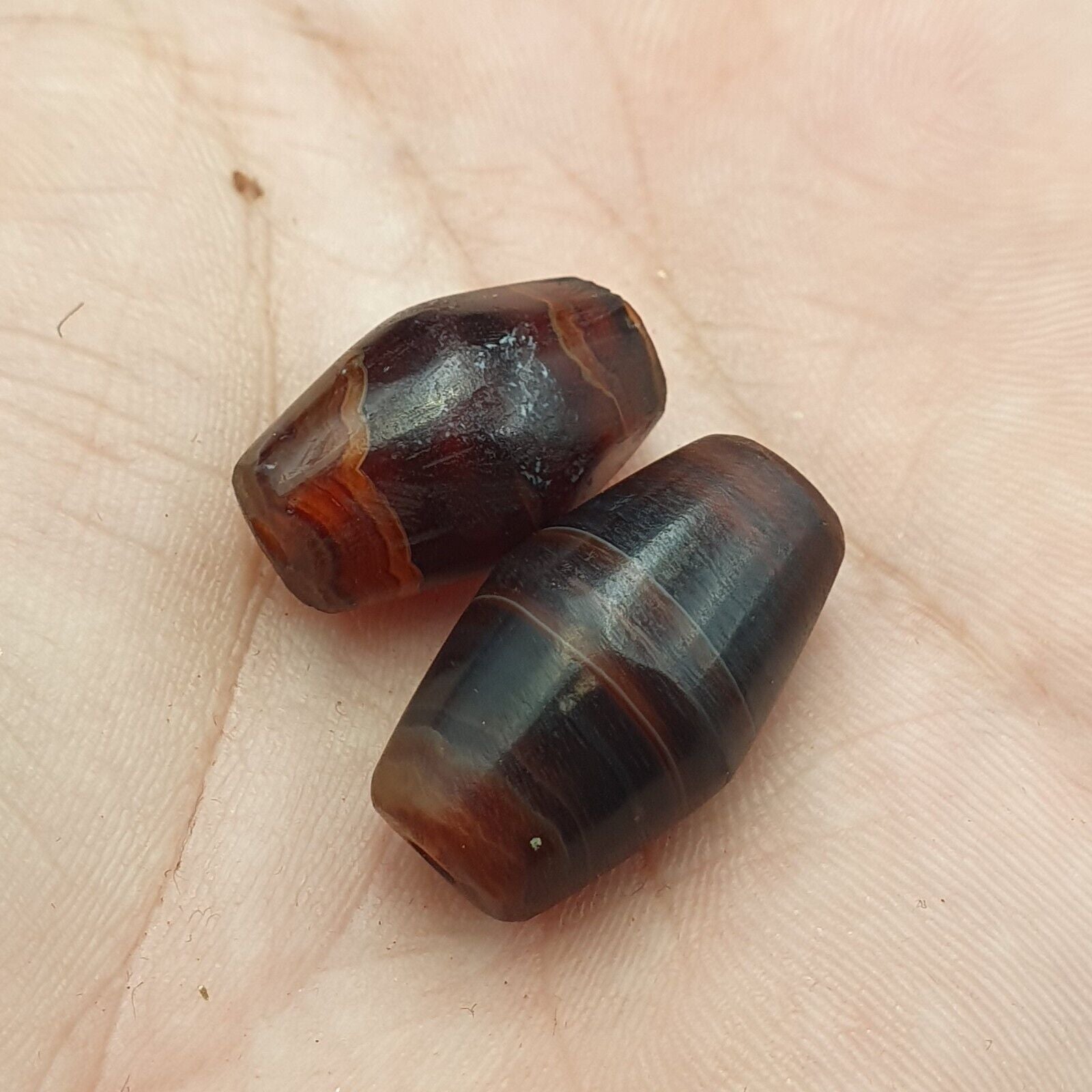 Lot 2 Antique Trade Yemeni Middle Eastern Natural Agate Amulet