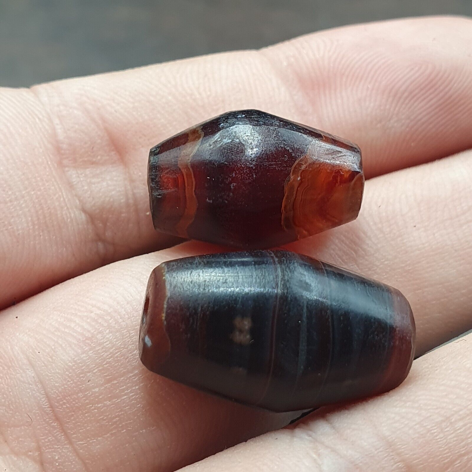 Lot 2 Antique Trade Yemeni Middle Eastern Natural Agate Amulet