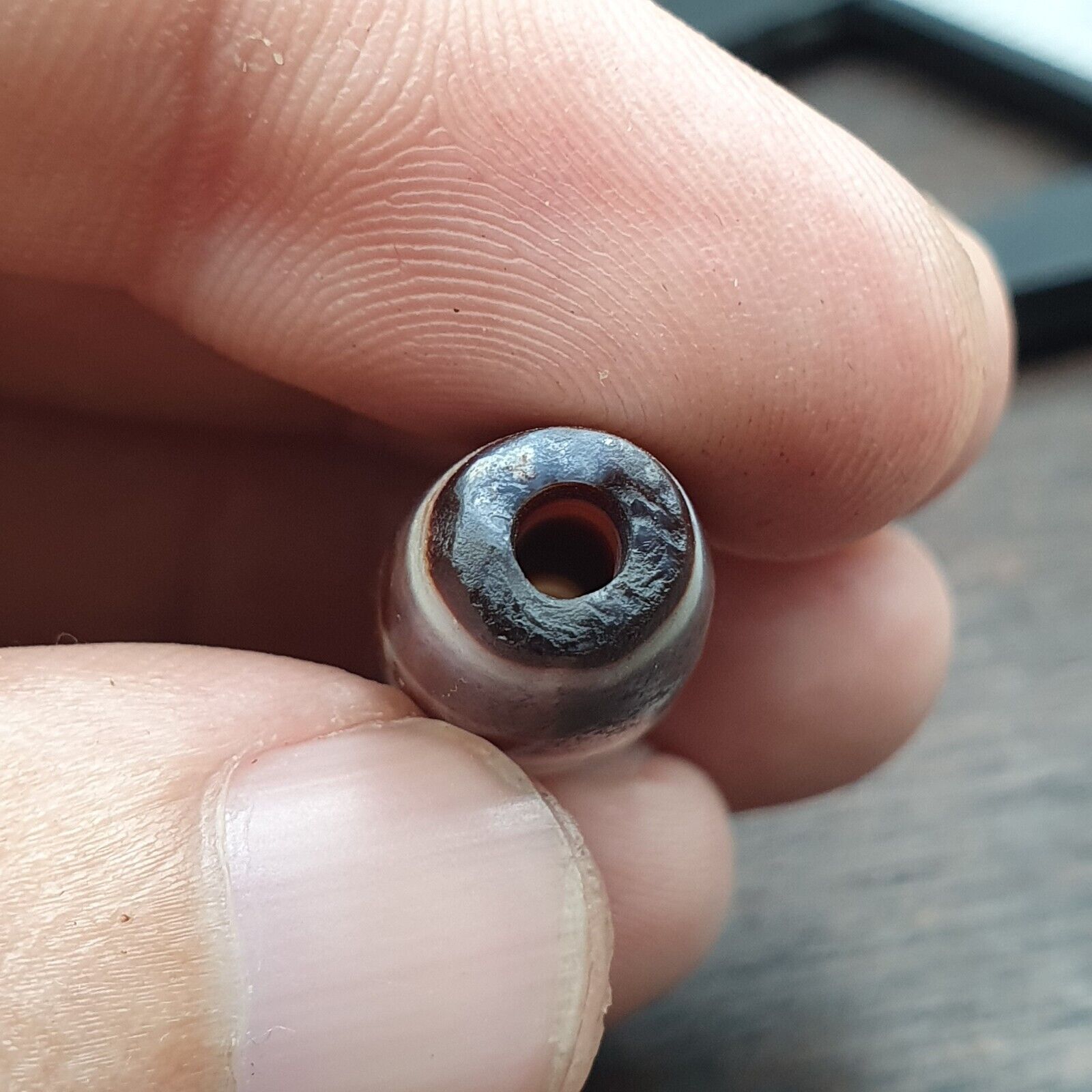 rare and unique Pattern Yemeni Middle Eastern Natural Candy Agate Amulet