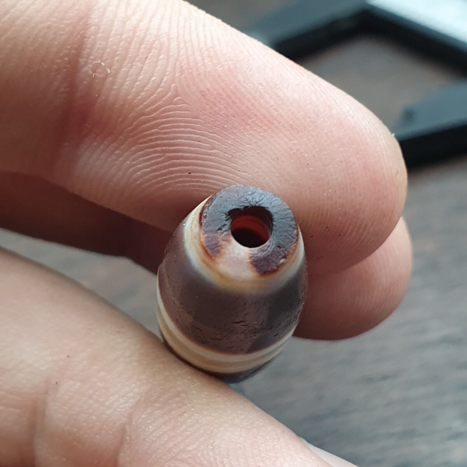 rare and unique Pattern Yemeni Middle Eastern Natural Candy Agate Amulet