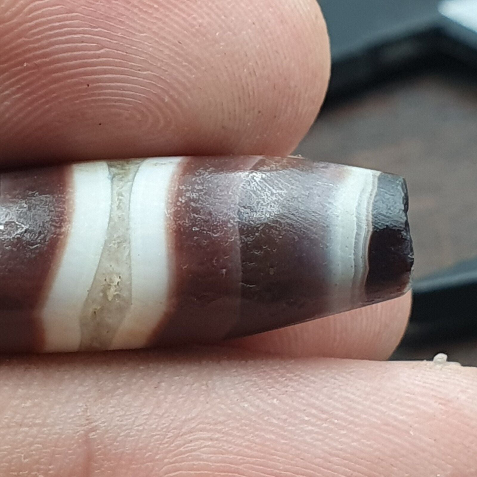 rare and unique Pattern Yemeni Middle Eastern Natural Candy Agate Amulet