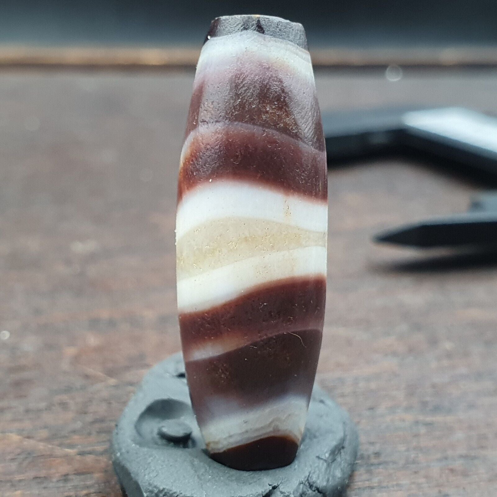 rare and unique Pattern Yemeni Middle Eastern Natural Candy Agate Amulet