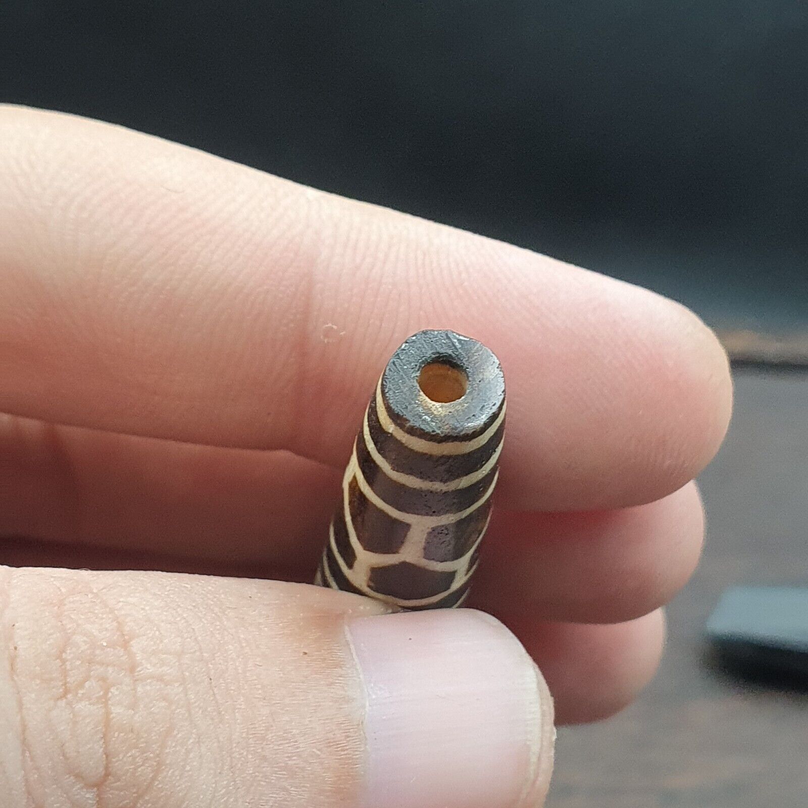 Vintage South Asian Burma Old Pumtek pyu beads petrified Wood Stone bead