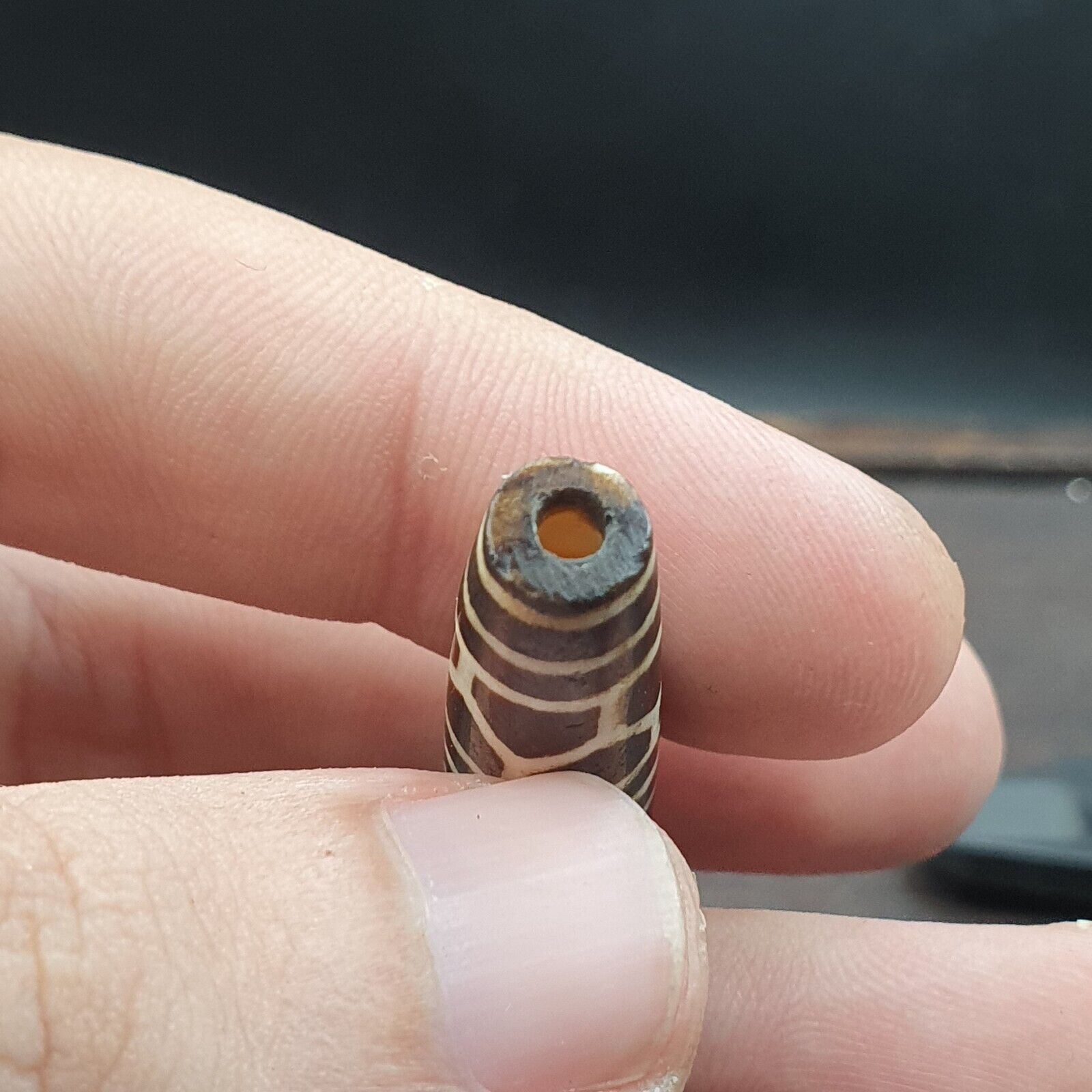 Vintage South Asian Burma Old Pumtek pyu beads petrified Wood Stone bead