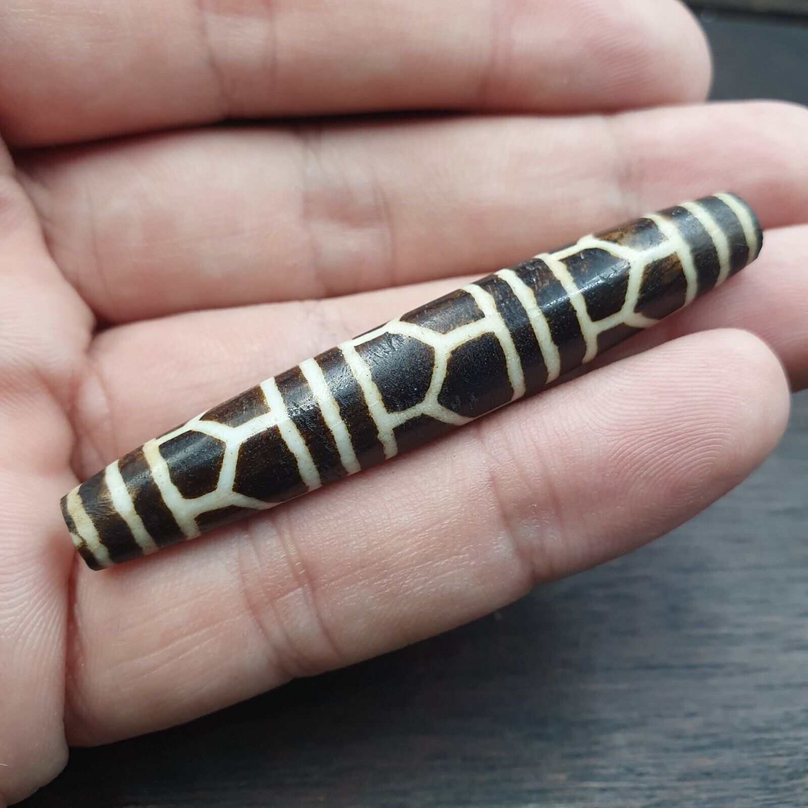 Vintage South Asian Burma Old Pumtek pyu beads petrified Wood Stone bead