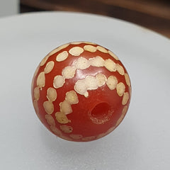 Antique Pyu Tibetan Etched Agate Bead Decorated Carnelian Bead 13mm