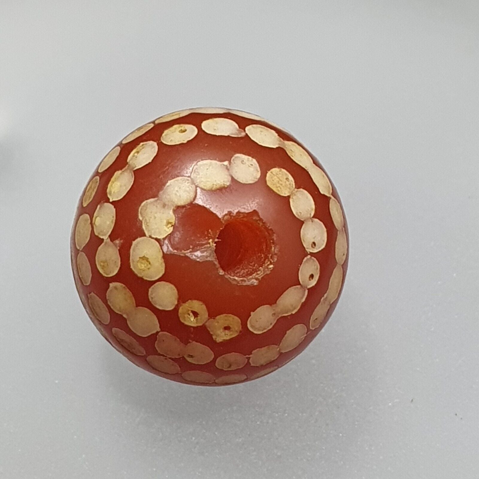 Antique Pyu Tibetan Etched Agate Bead Decorated Carnelian Bead 13mm