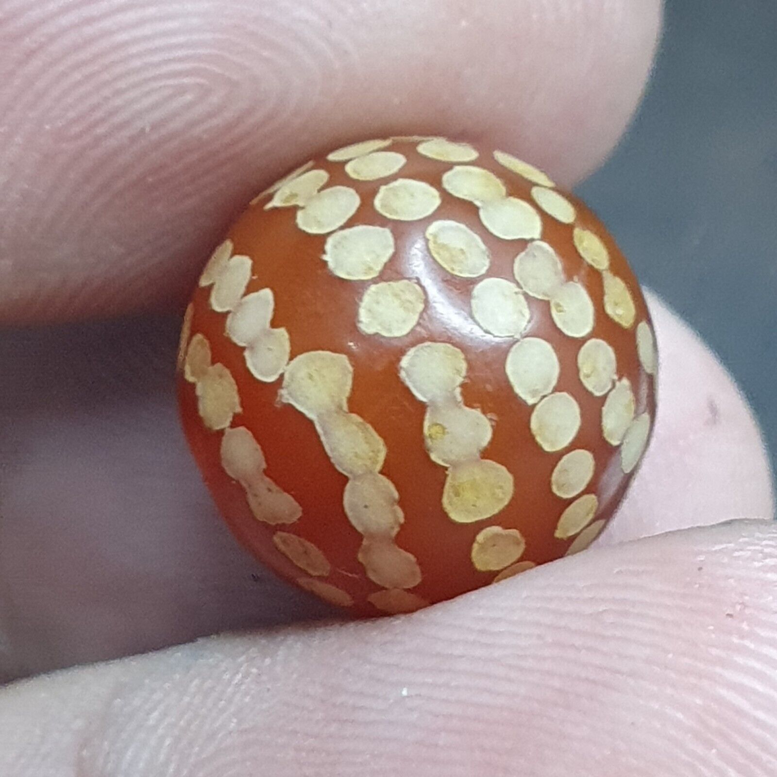 Antique Pyu Tibetan Etched Agate Bead Decorated Carnelian Bead 13mm