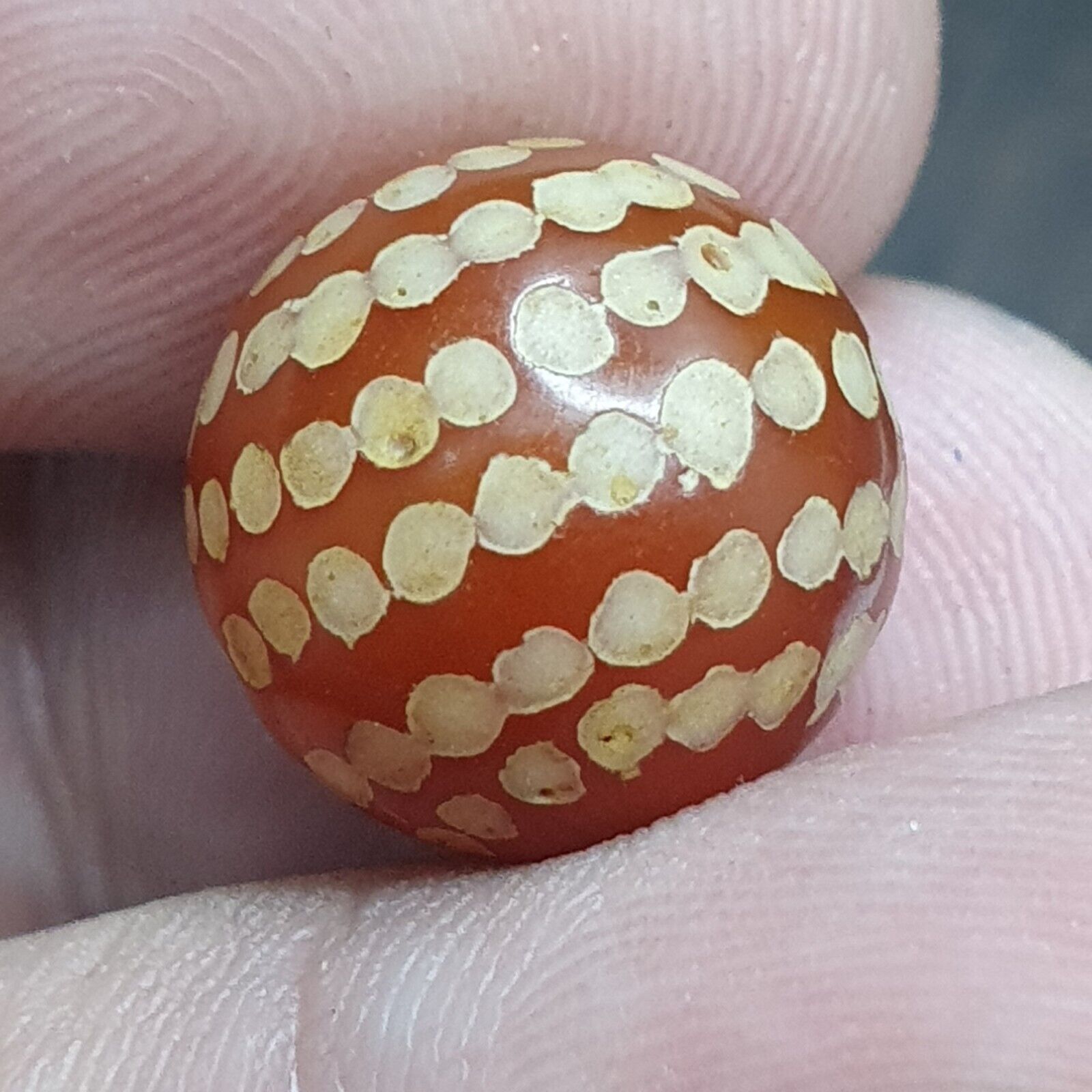 Antique Pyu Tibetan Etched Agate Bead Decorated Carnelian Bead 13mm