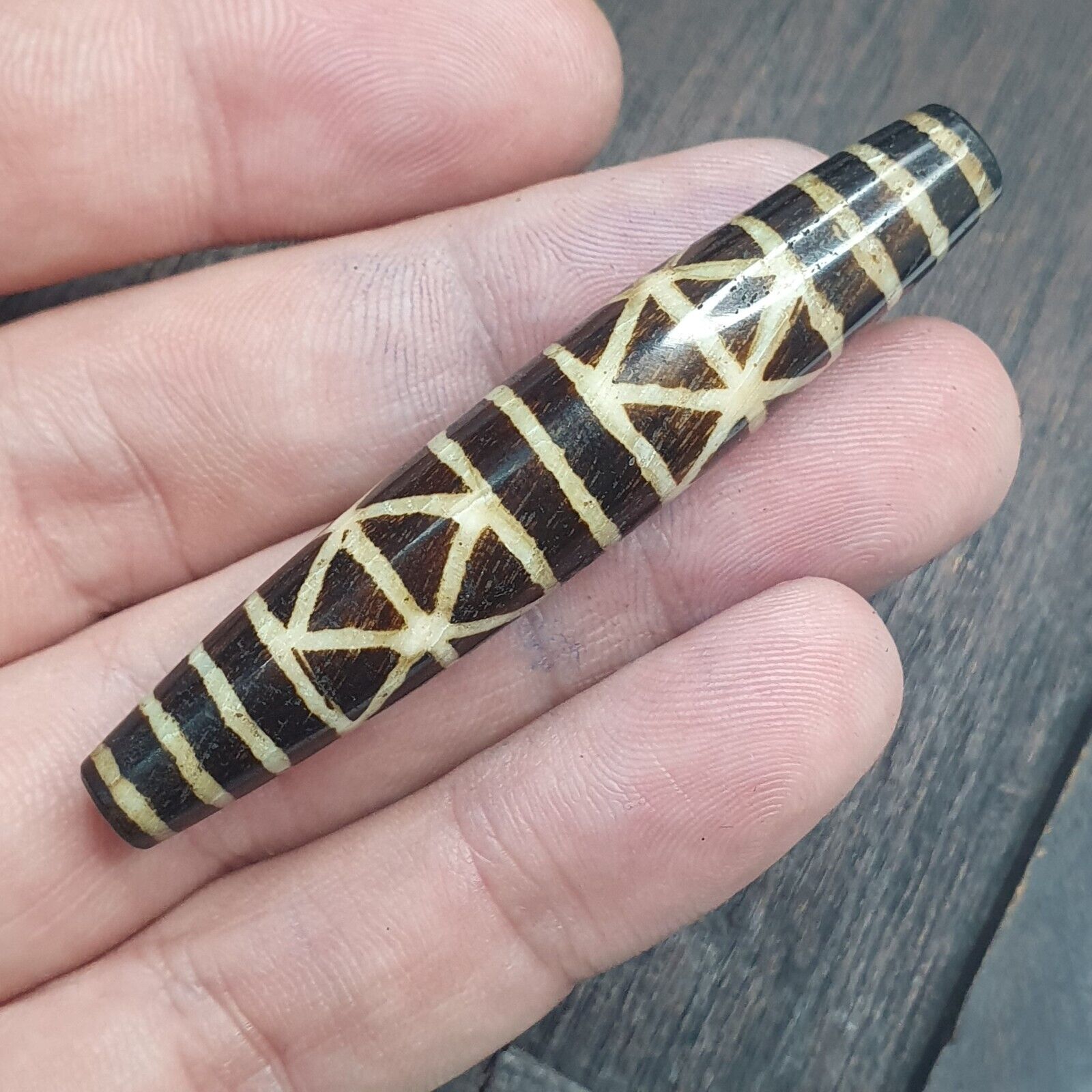 Vintage South Asian Burma Old Pumtek pyu beads petrified Wood Stone bead PT-2