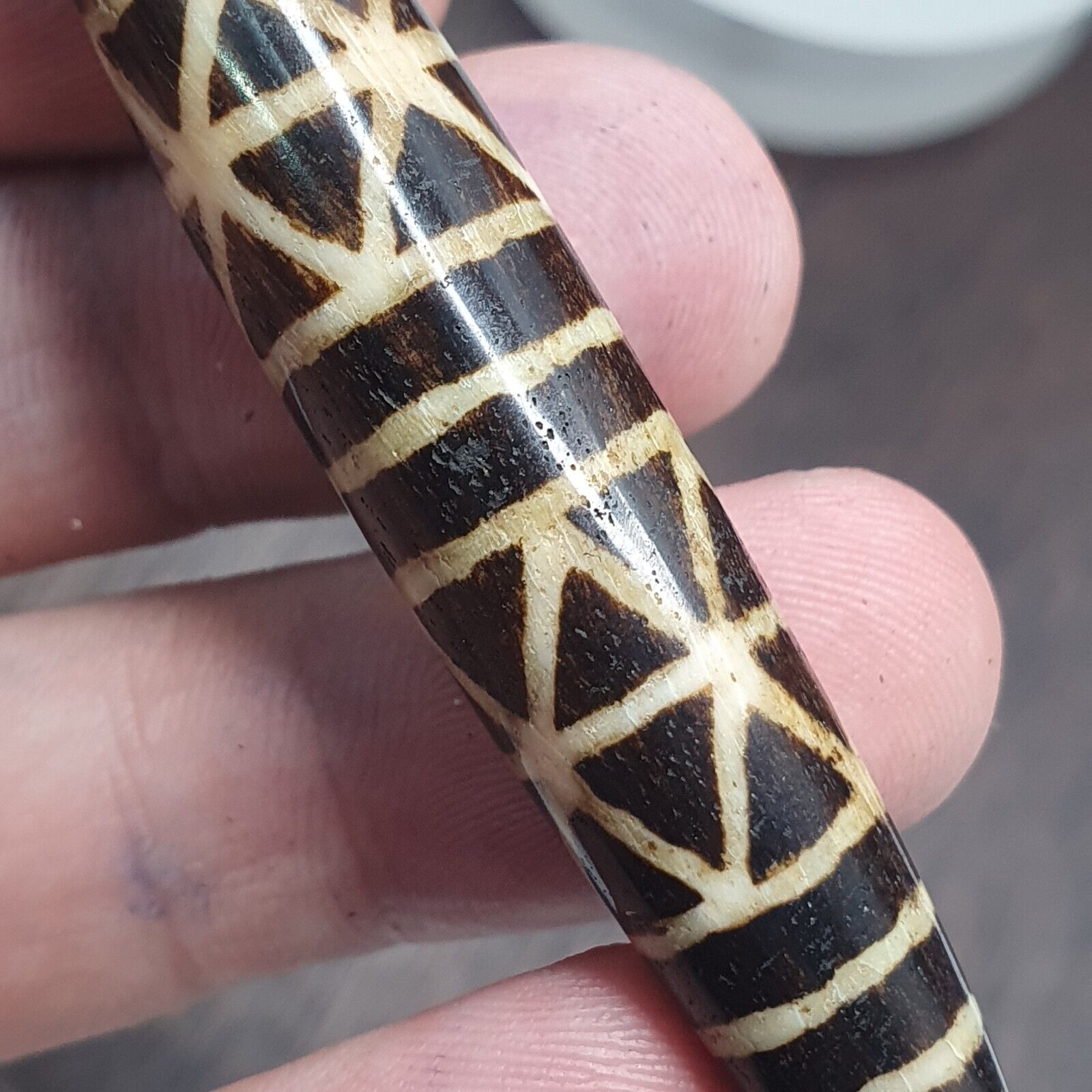 Vintage South Asian Burma Old Pumtek pyu beads petrified Wood Stone bead PT-2