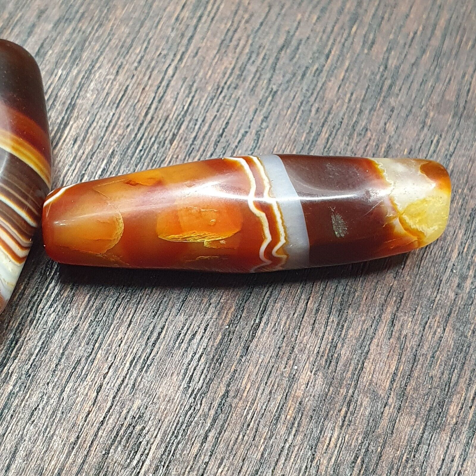 Lot 3 Antique Collectible Agate Beads Unique patterns Banded Agate -10