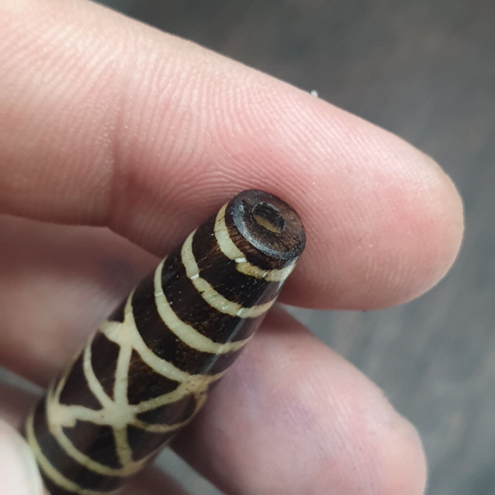 Vintage South Asian Burma Old Pumtek pyu beads petrified Wood Stone bead PT-2