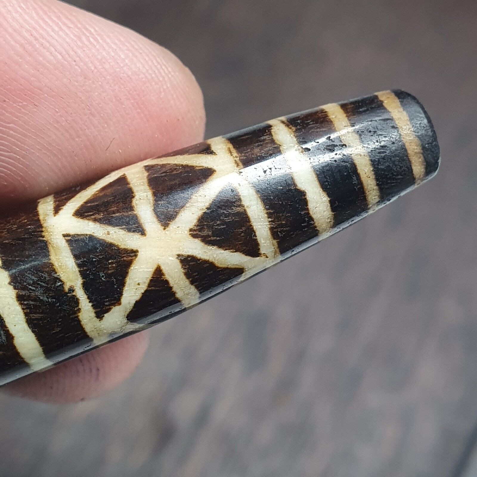 Vintage South Asian Burma Old Pumtek pyu beads petrified Wood Stone bead PT-2