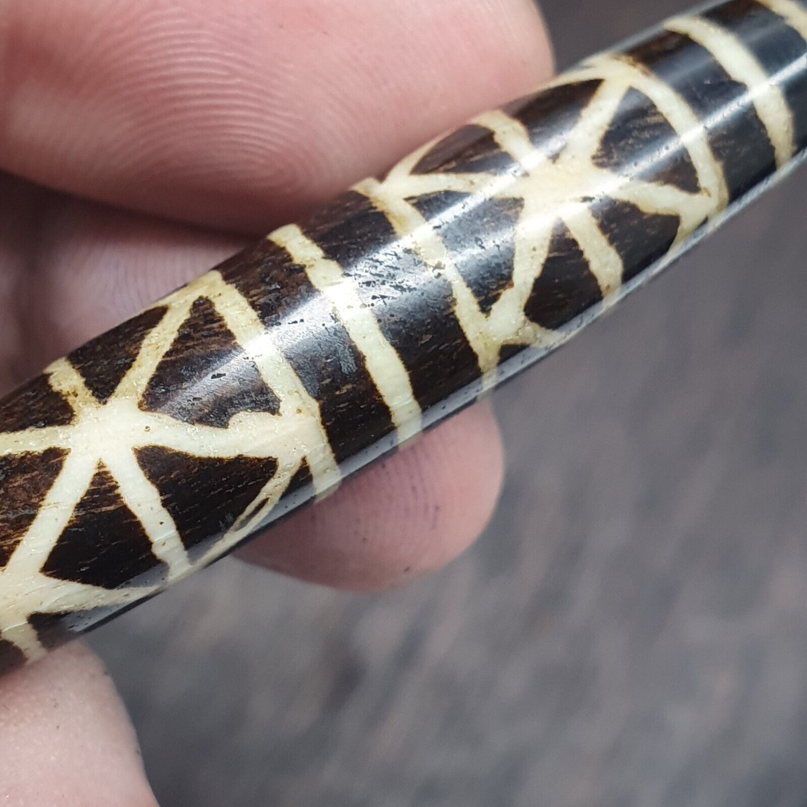 Vintage South Asian Burma Old Pumtek pyu beads petrified Wood Stone bead PT-2