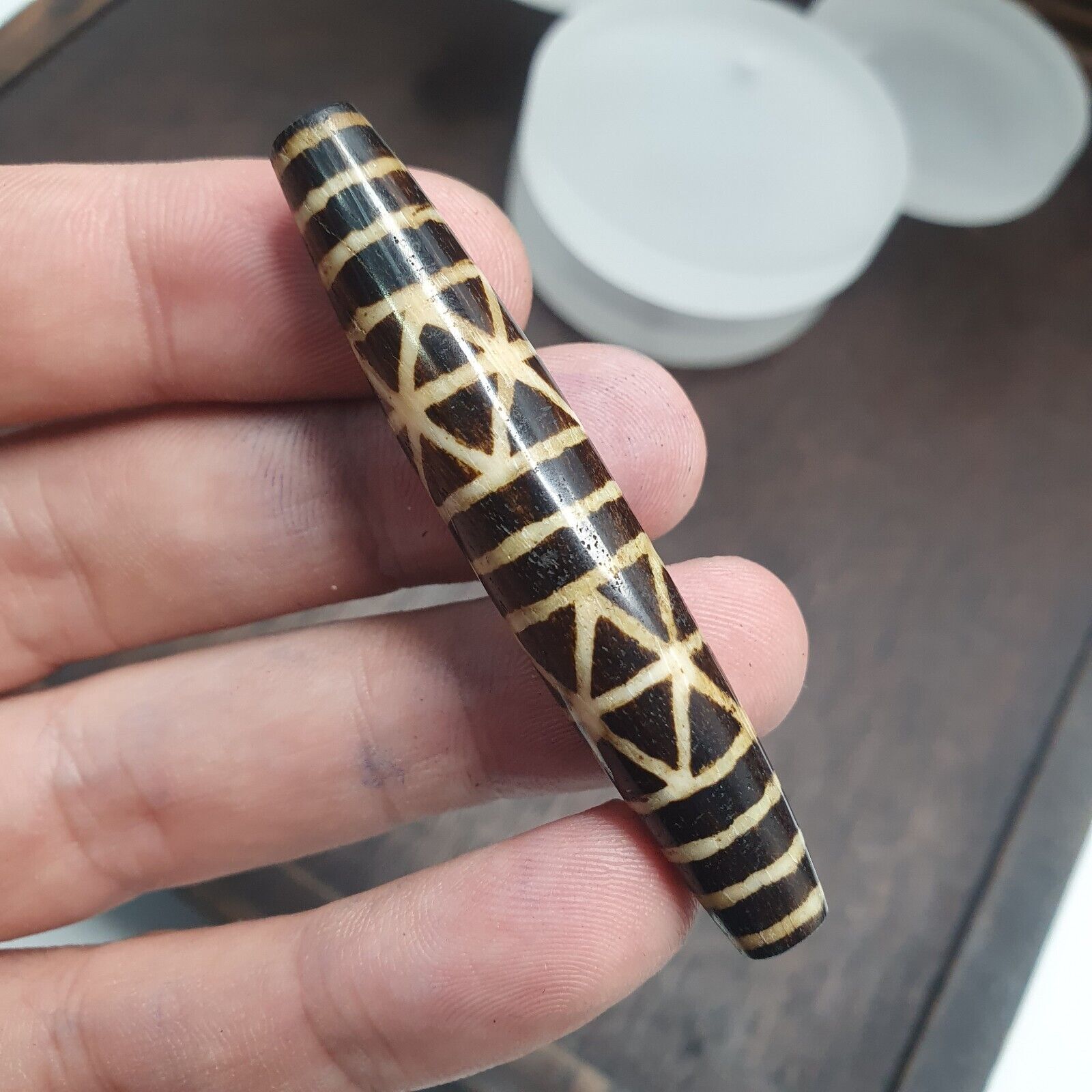 Vintage South Asian Burma Old Pumtek pyu beads petrified Wood Stone bead PT-2