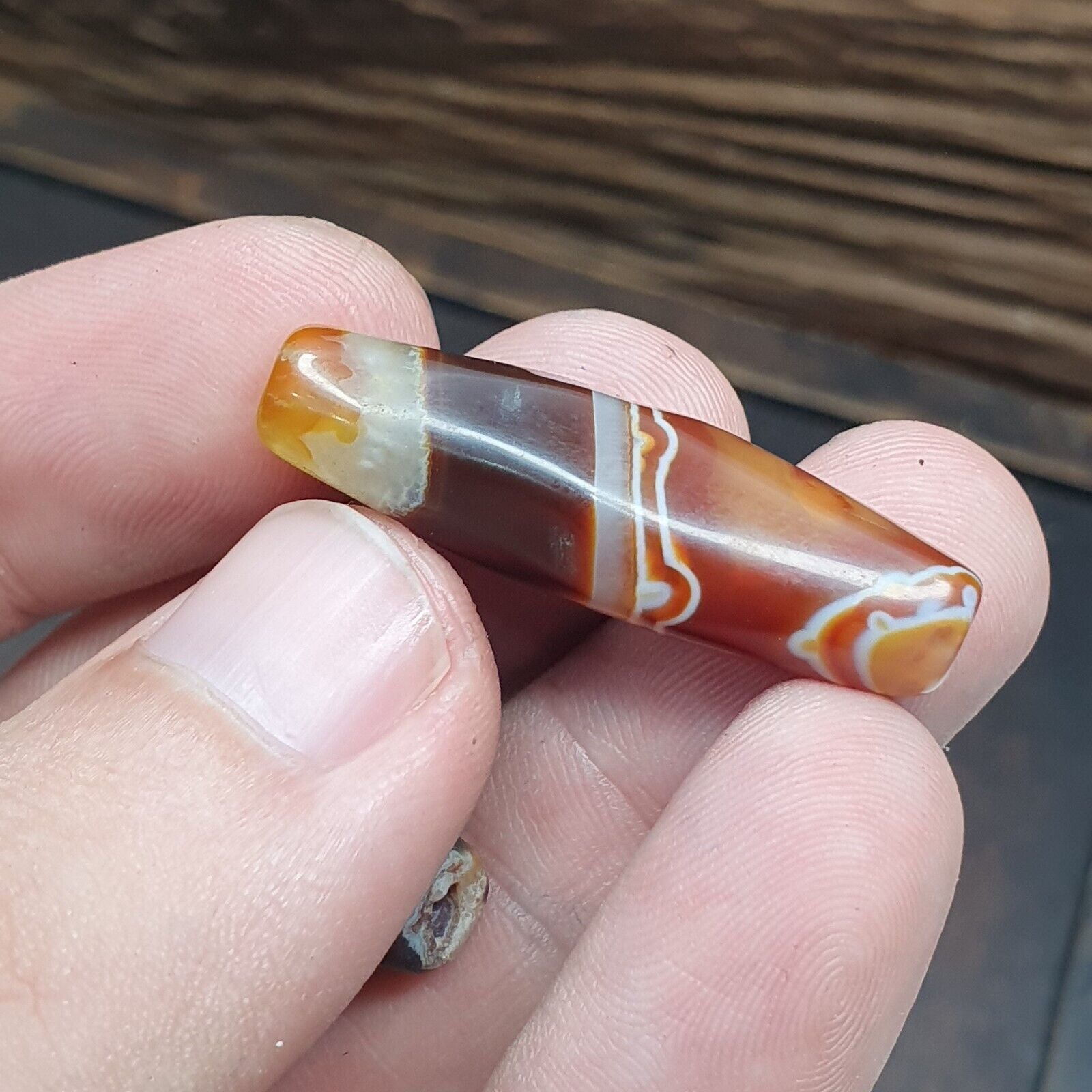 Lot 3 Antique Collectible Agate Beads Unique patterns Banded Agate -10