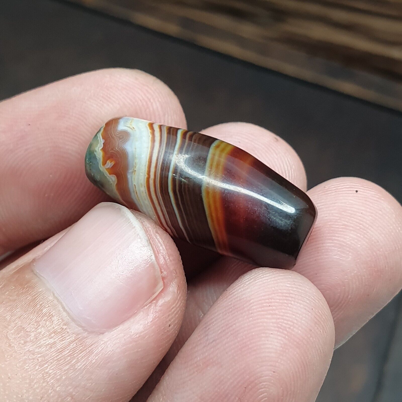 Lot 3 Antique Collectible Agate Beads Unique patterns Banded Agate -10