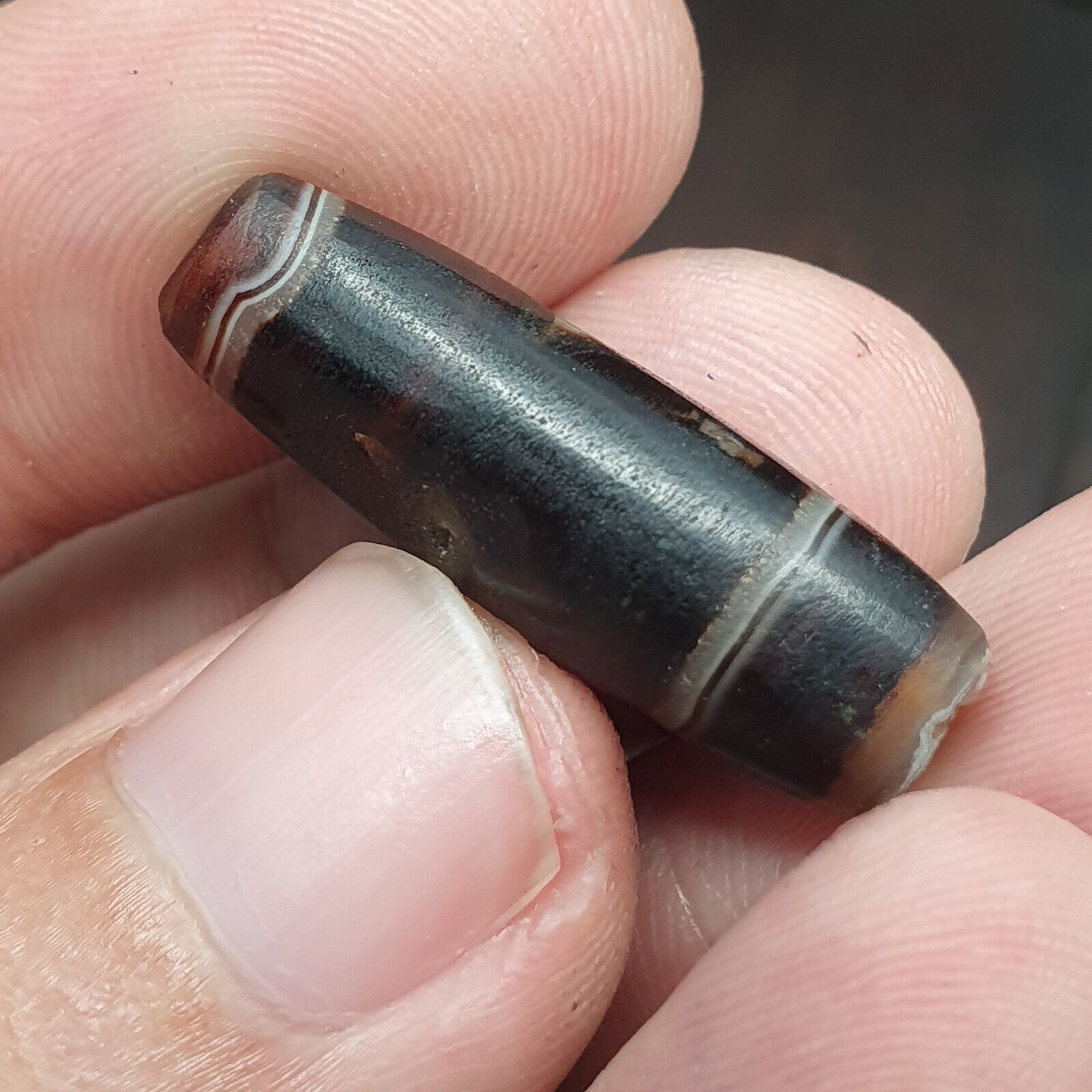 Lot 3 Antique Collectible Agate Beads Unique patterns Banded Agate -10