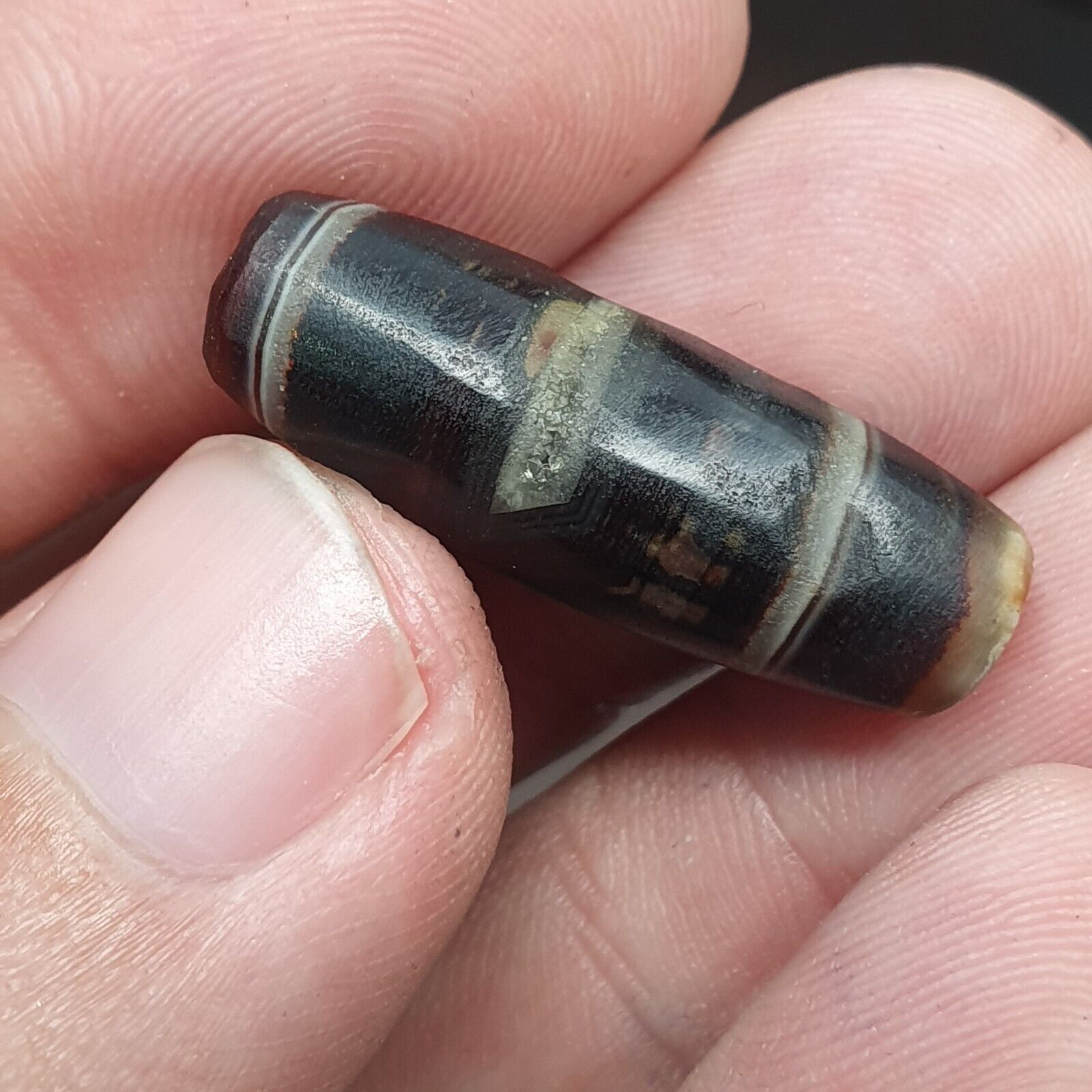 Lot 3 Antique Collectible Agate Beads Unique patterns Banded Agate -10