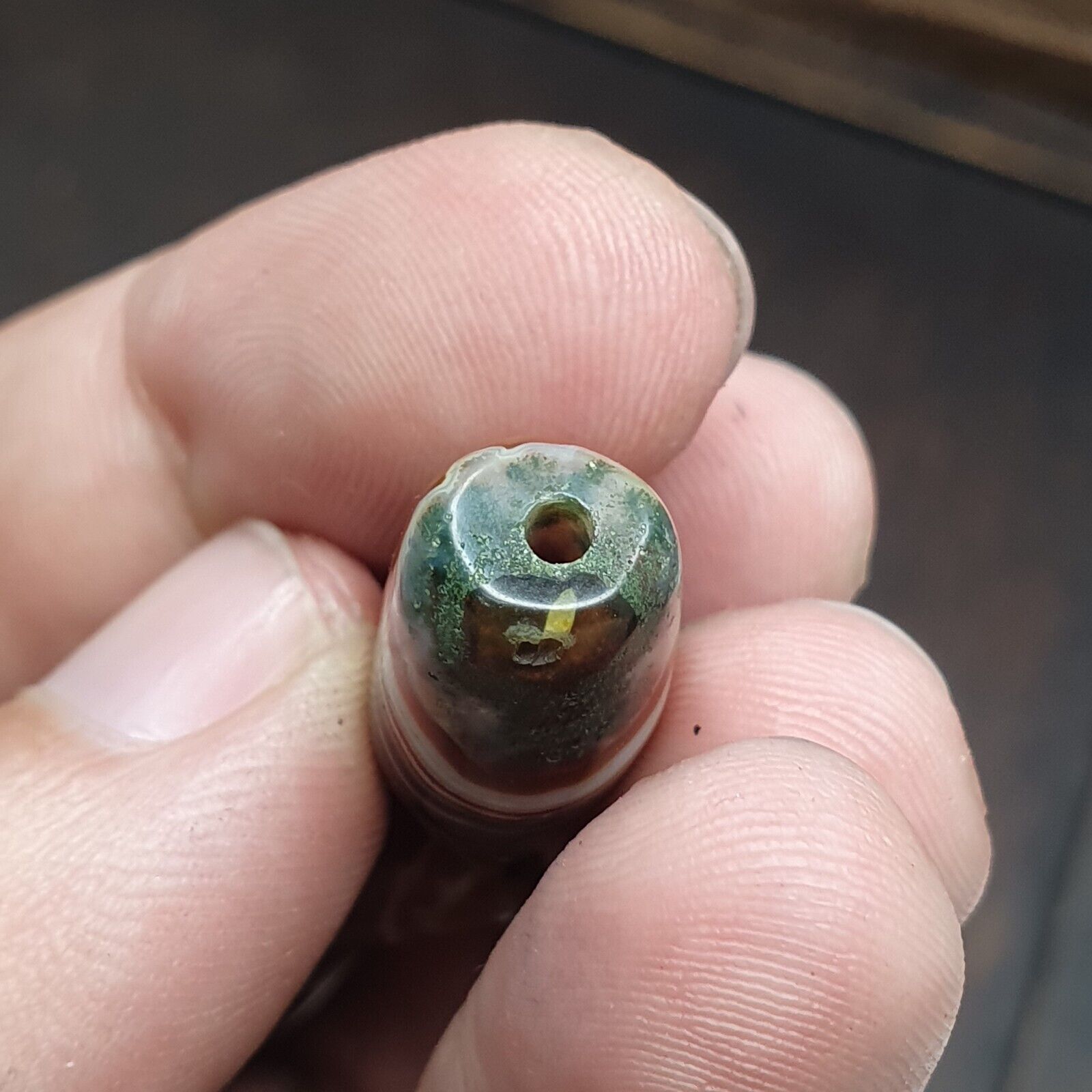 Lot 3 Antique Collectible Agate Beads Unique patterns Banded Agate -10