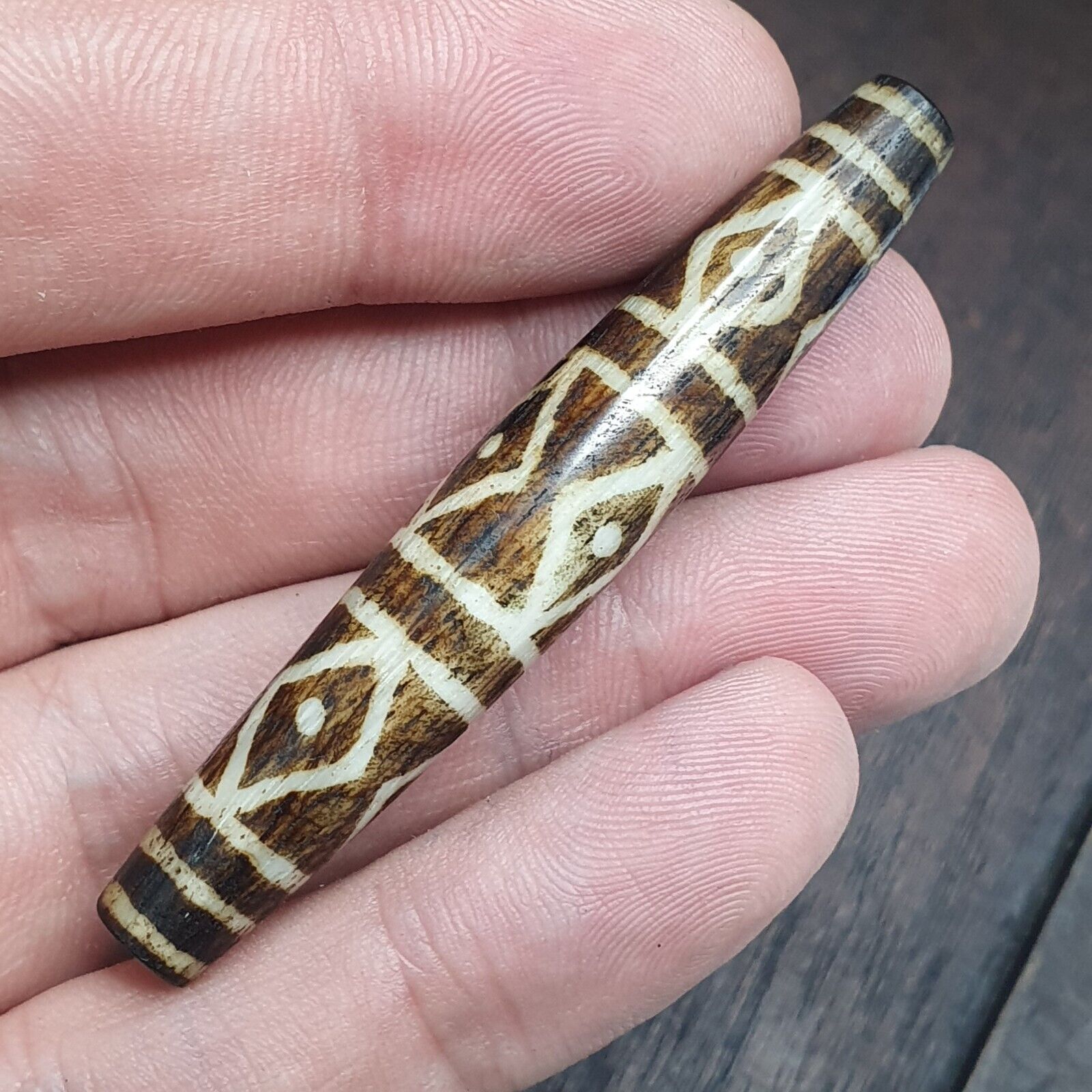 Vintage South Asian Burma Old Pumtek pyu beads petrified Wood Stone bead PT-3