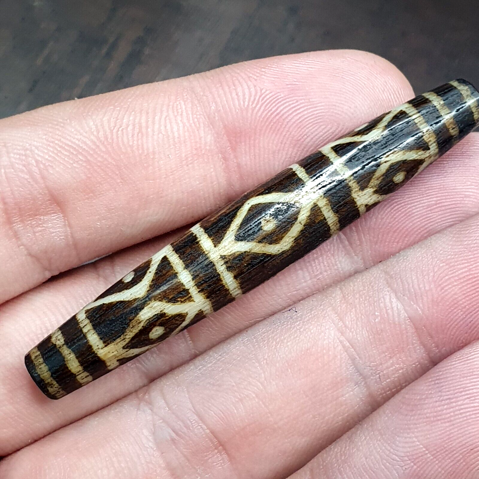 Vintage South Asian Burma Old Pumtek pyu beads petrified Wood Stone bead PT-3