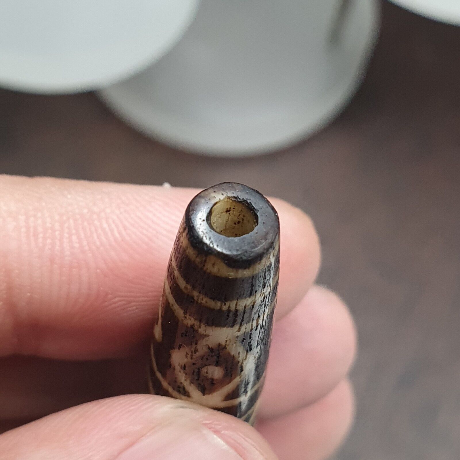 Vintage South Asian Burma Old Pumtek pyu beads petrified Wood Stone bead PT-3