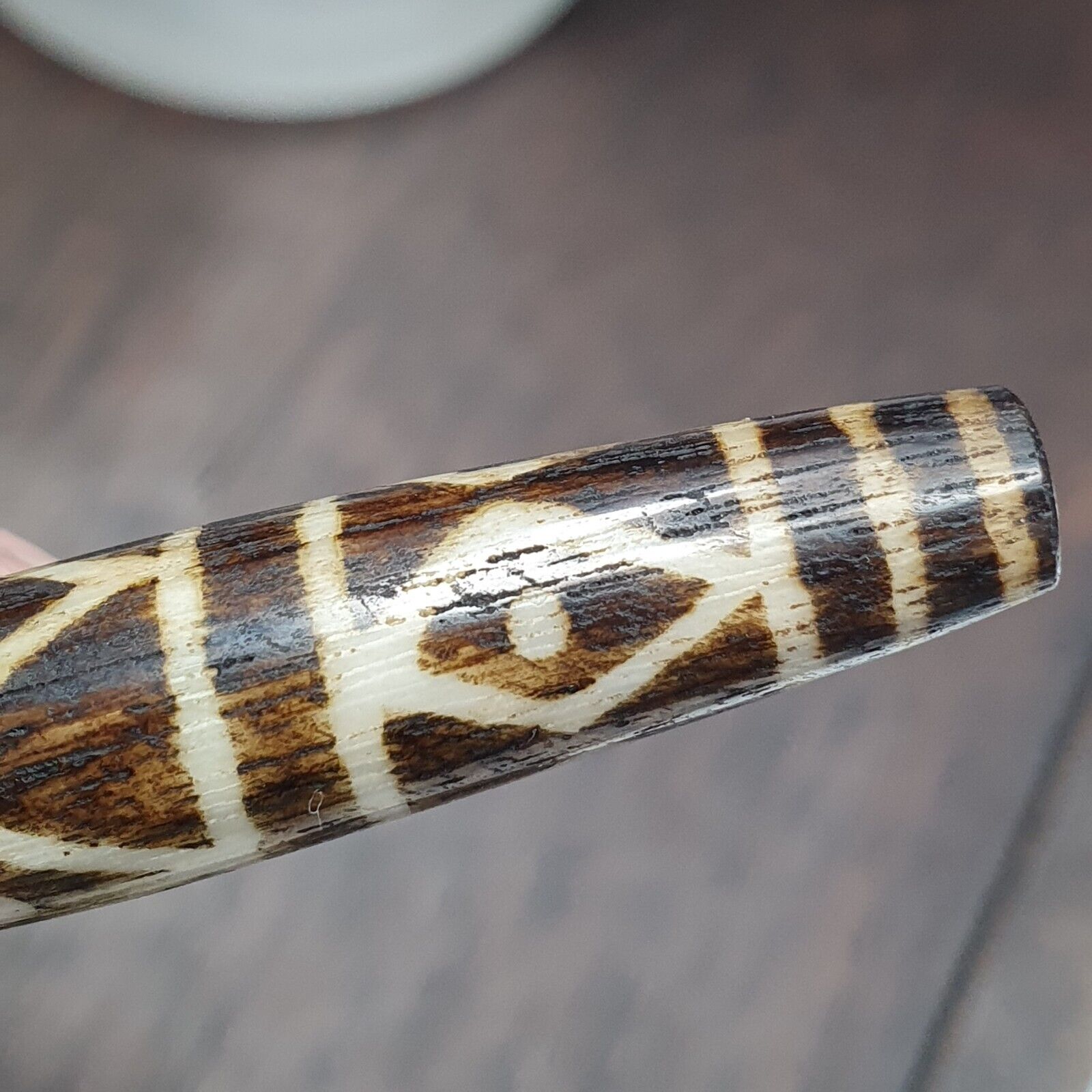 Vintage South Asian Burma Old Pumtek pyu beads petrified Wood Stone bead PT-3