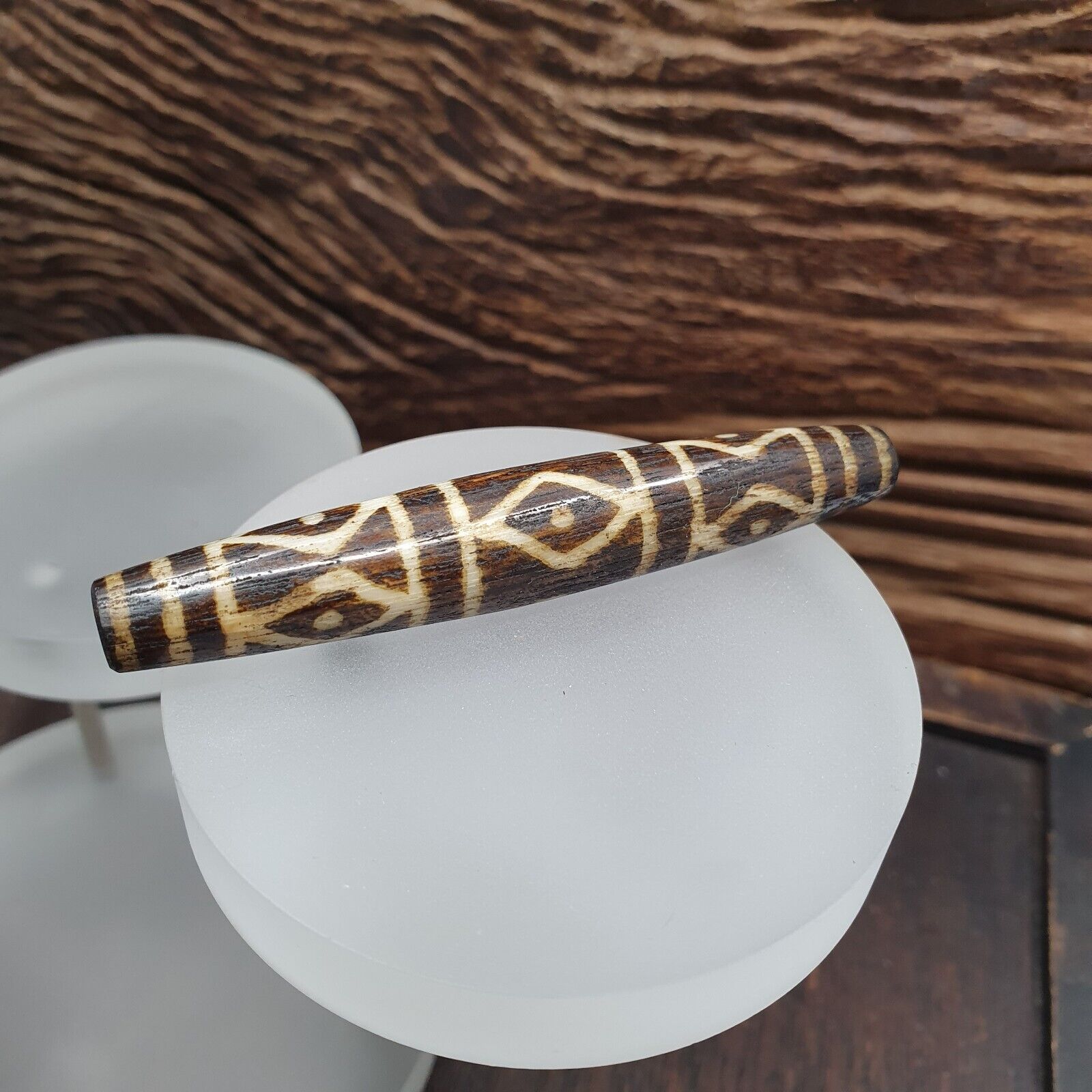 Vintage South Asian Burma Old Pumtek pyu beads petrified Wood Stone bead PT-3